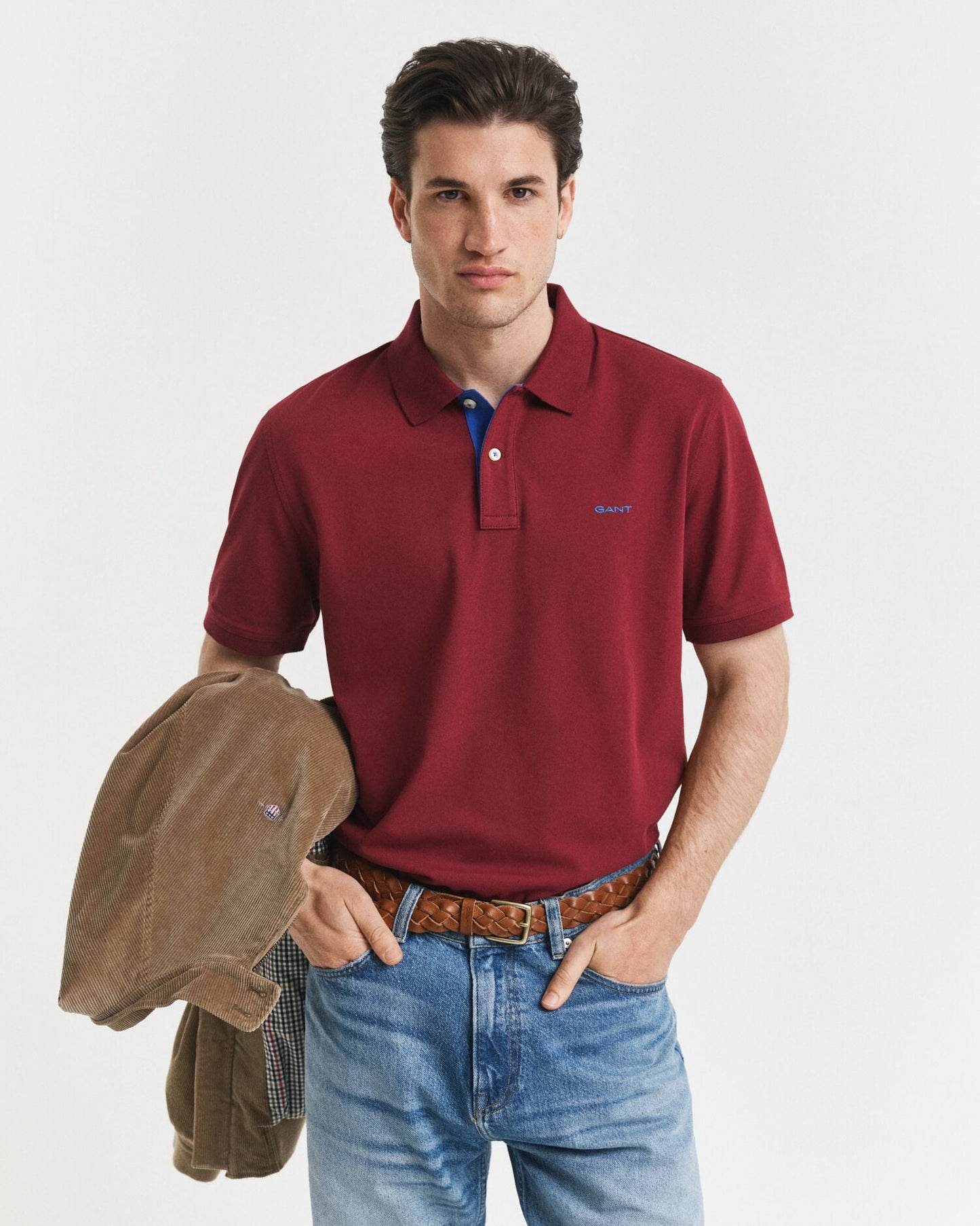 Polo en piqué contrasté