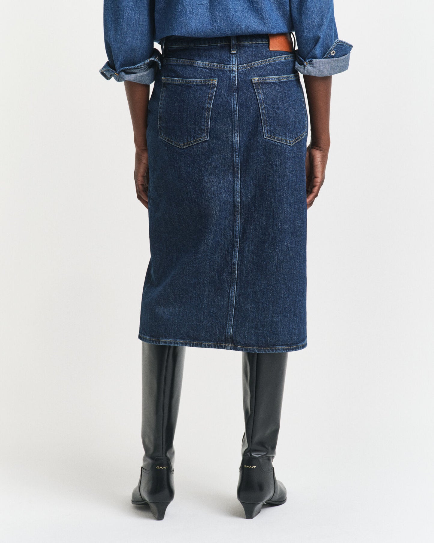 Jupe midi en jean boutonnée