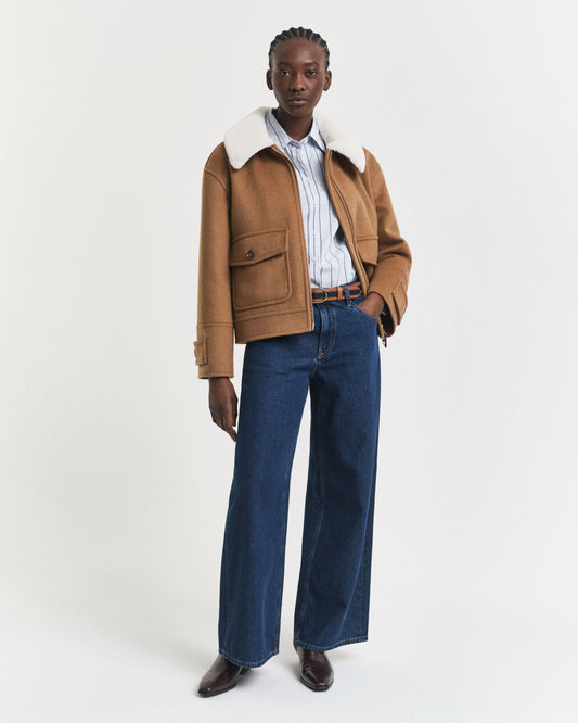 Low-Rise-Jeans mit weitem Bein