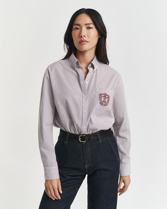 Chemise en popeline classique décontractée à motifs