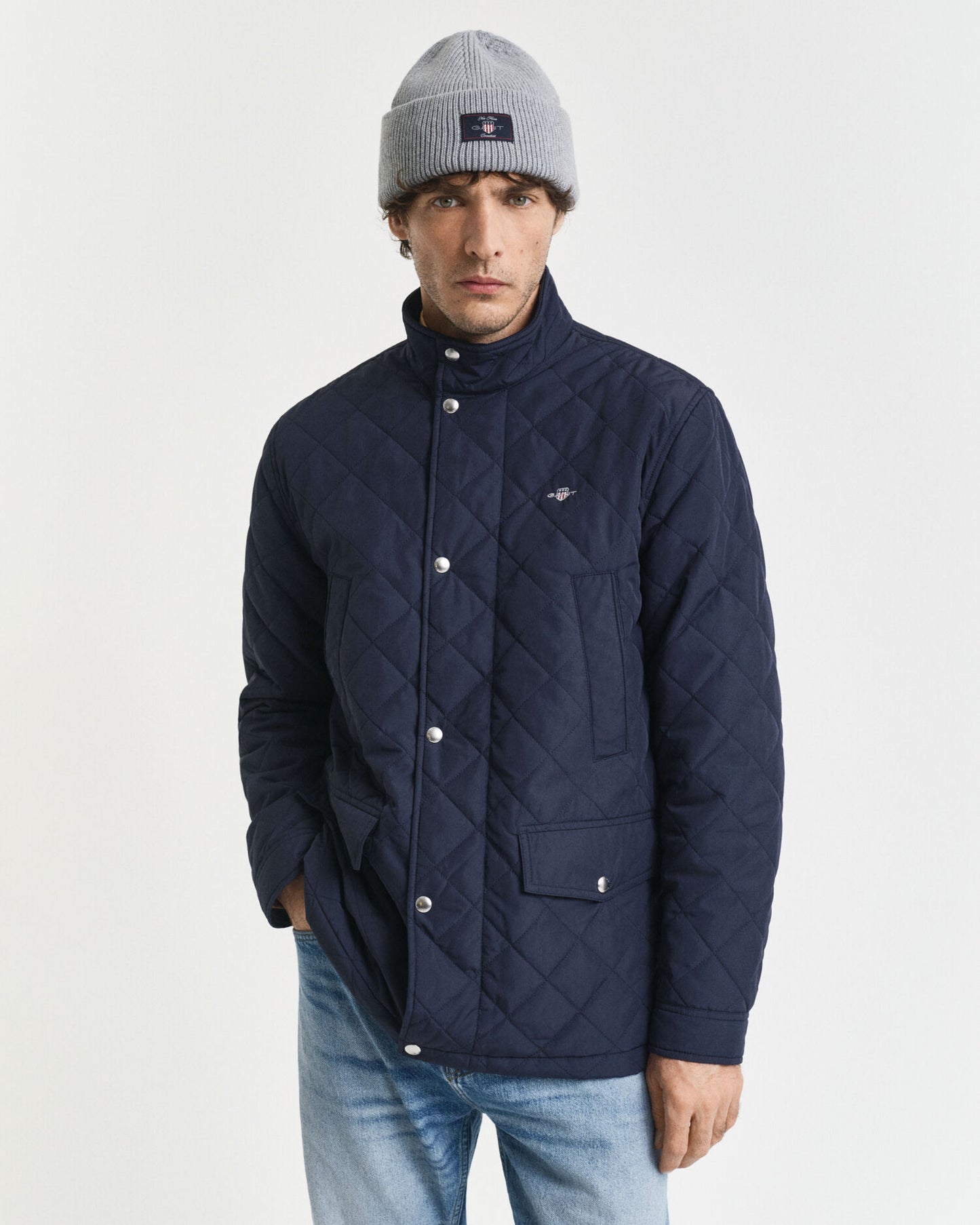 Gesteppter Windbreaker, mittellanger Schnitt