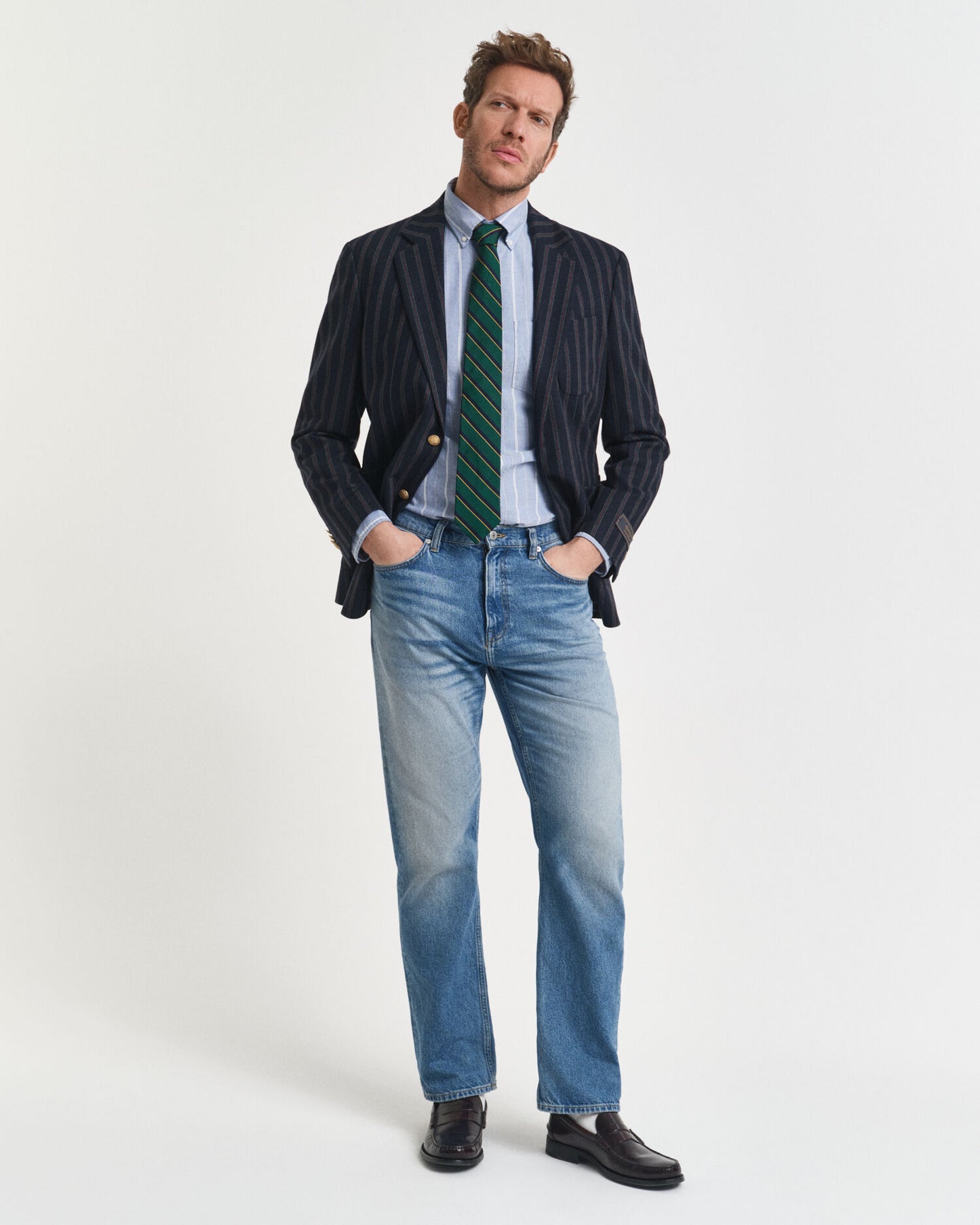 Regular Fit Gestreiftes Klassisches Oxfordhemd