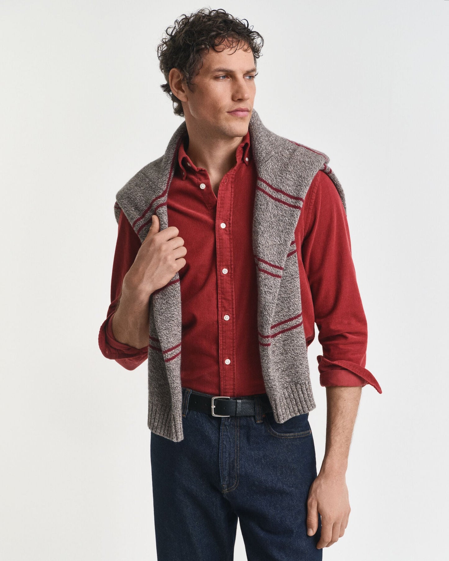 Chemise en velours côtelé de coton coupe droite