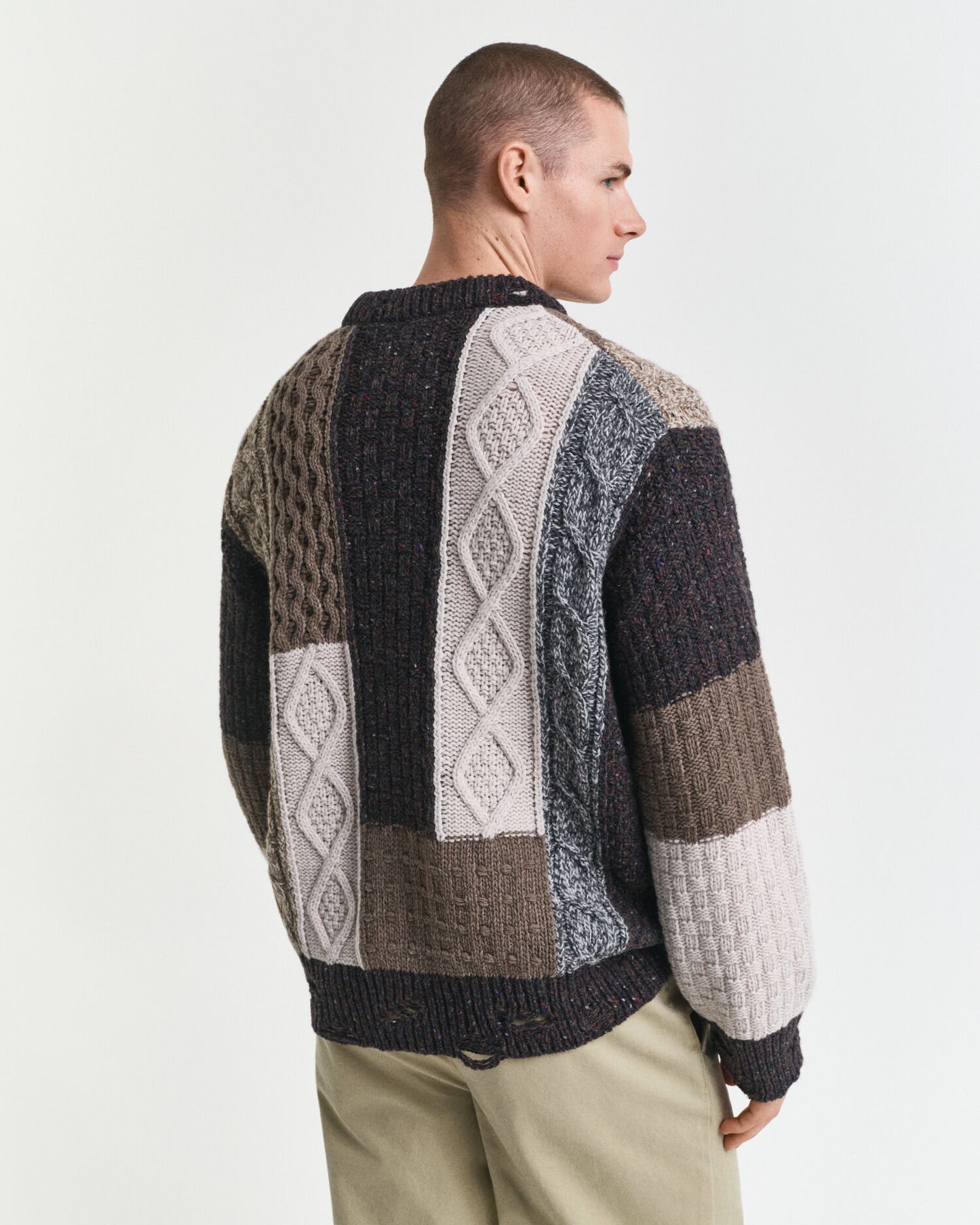 Pull à col rond en patchwork