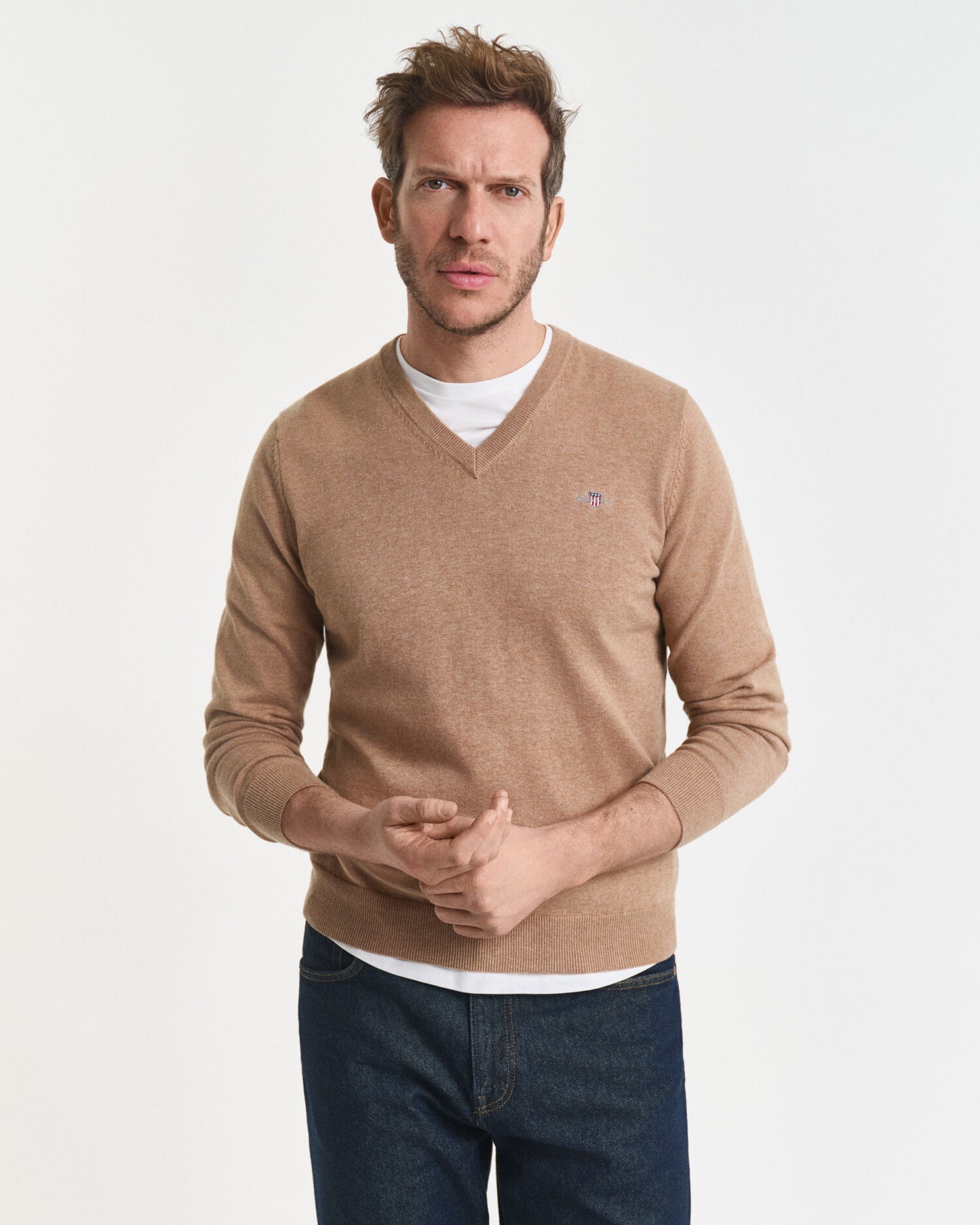 Klassischer V-Ausschnitt-Pullover aus Baumwolle