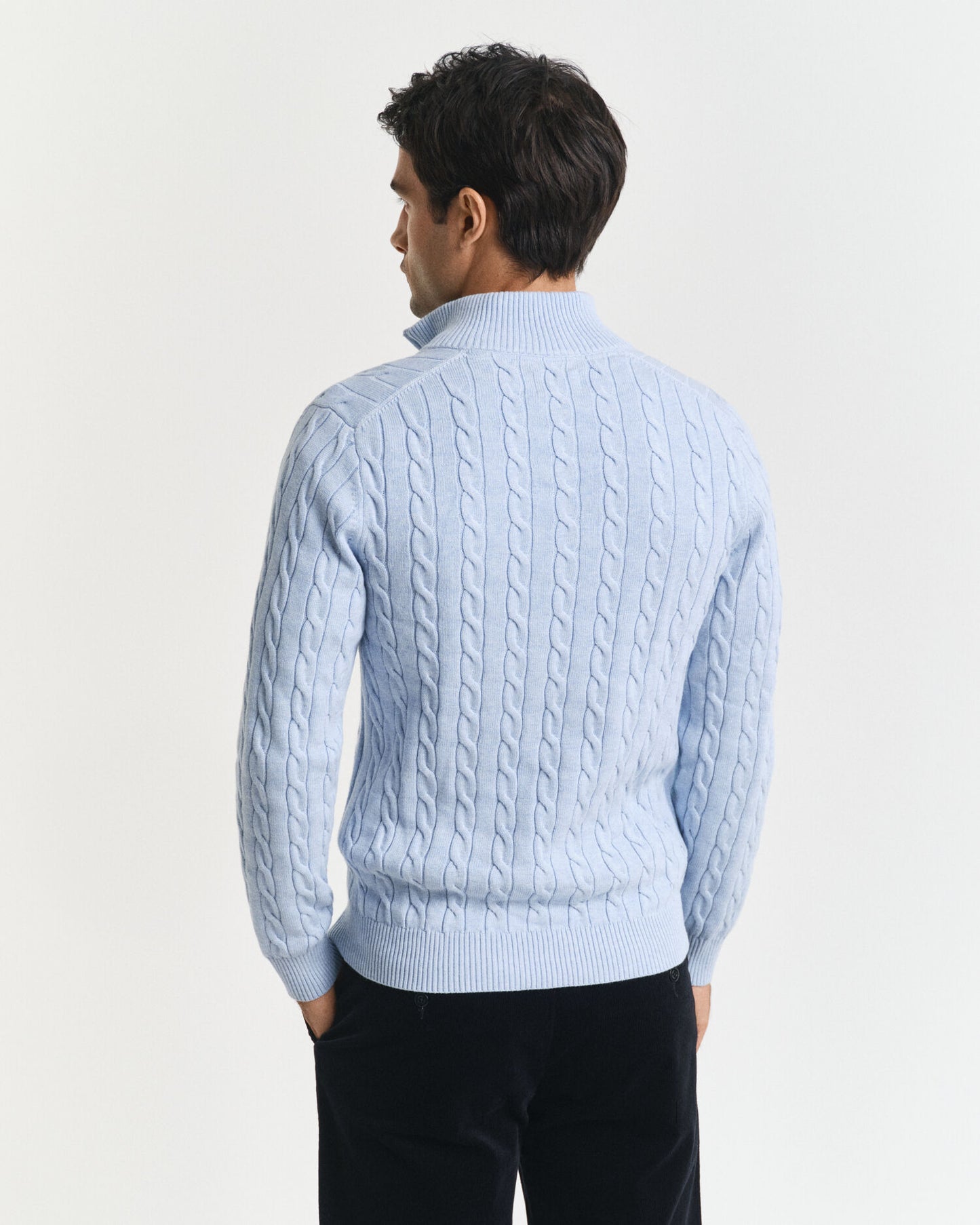 Chandail demi-zip en tricot torsadé de coton