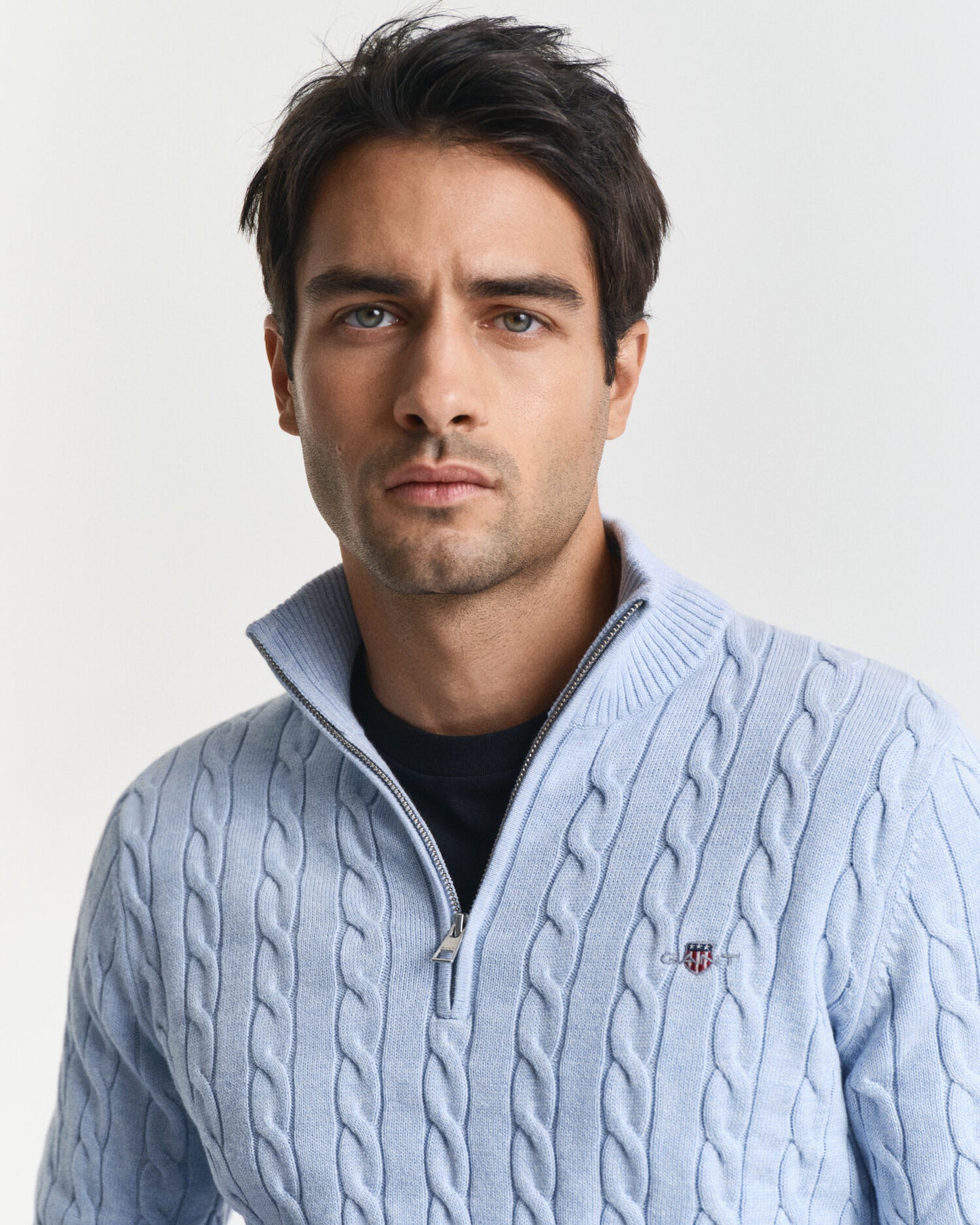 Chandail demi-zip en tricot torsadé de coton