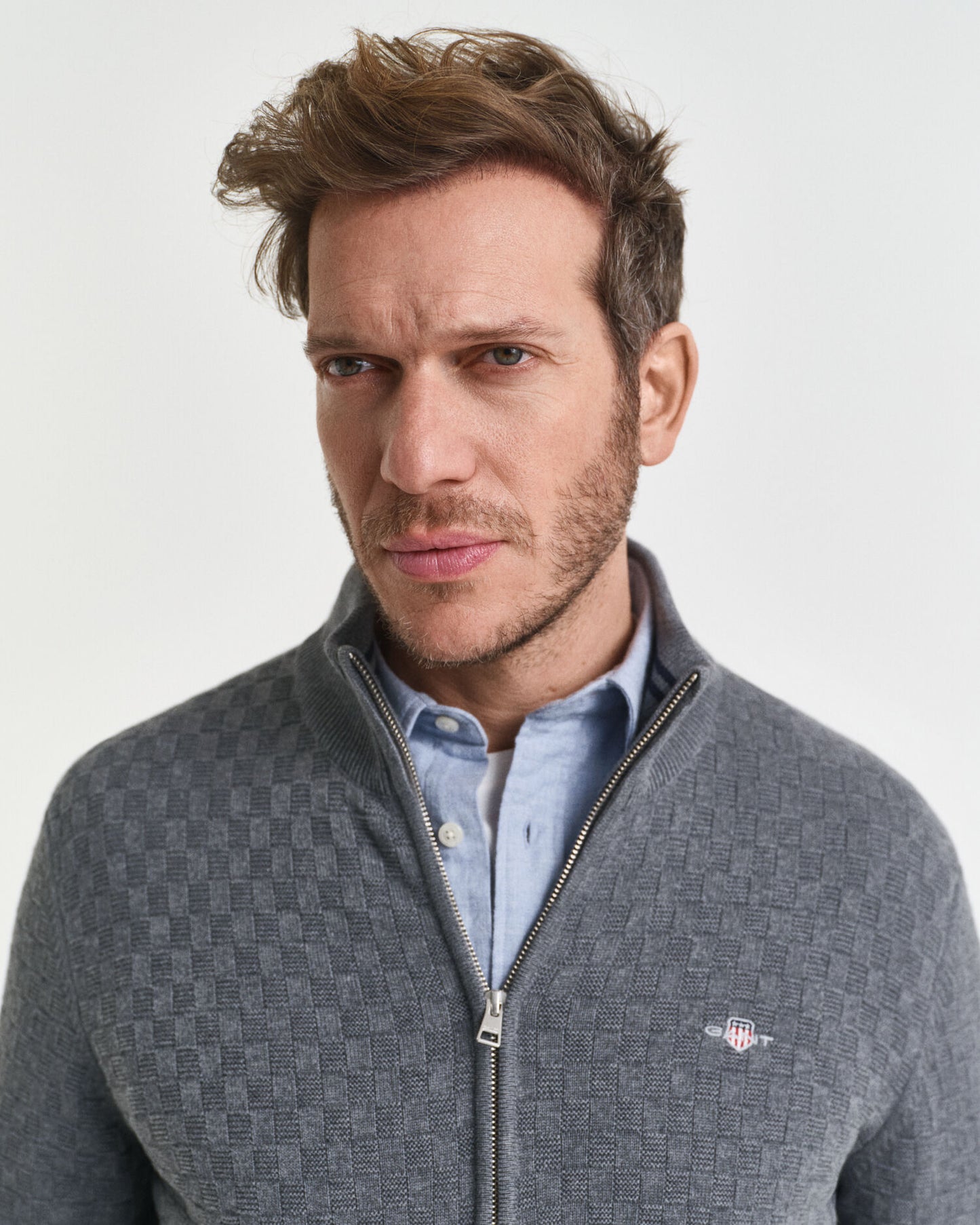 Pull zippé micro texturé