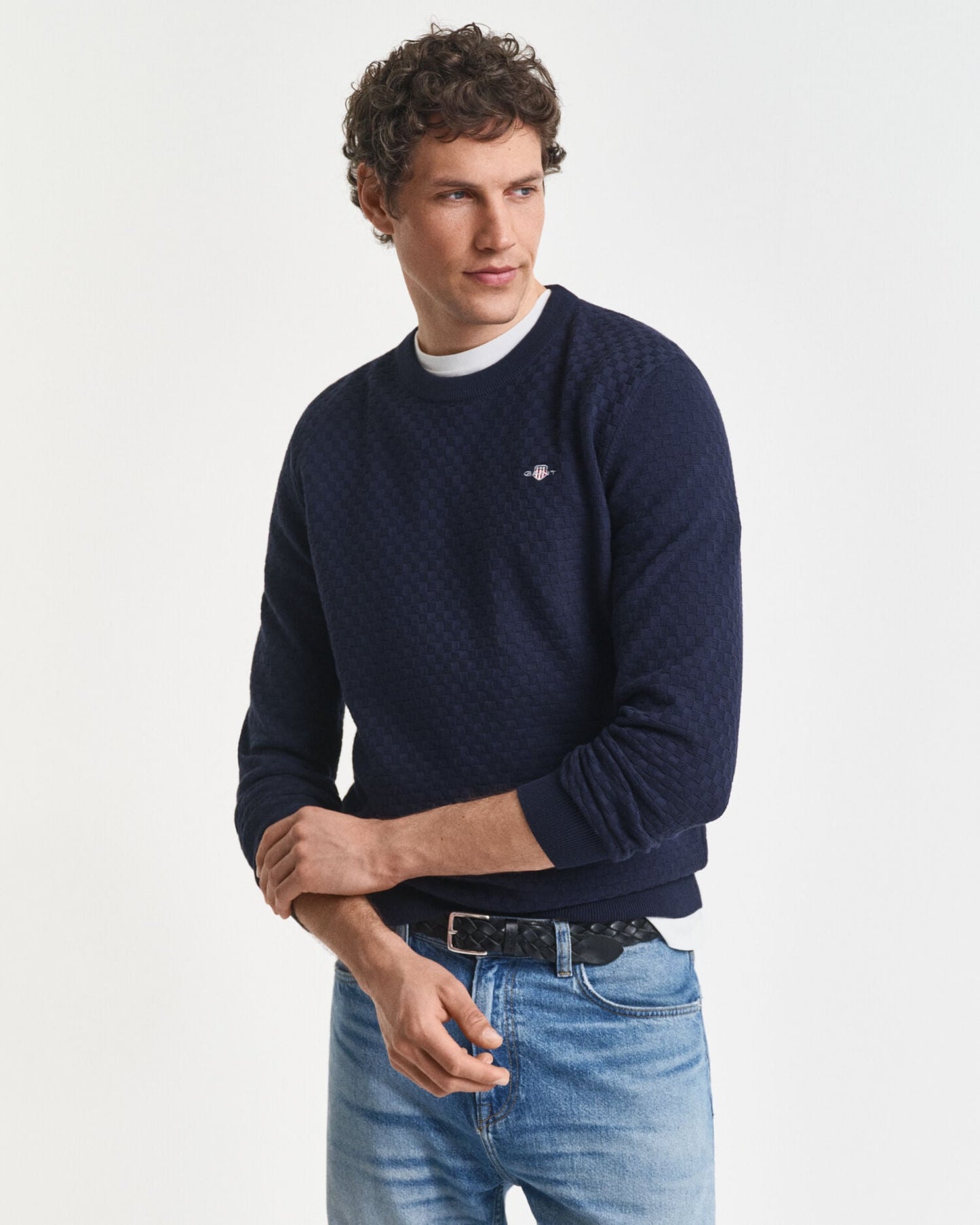 Pull ras du cou micro texturé