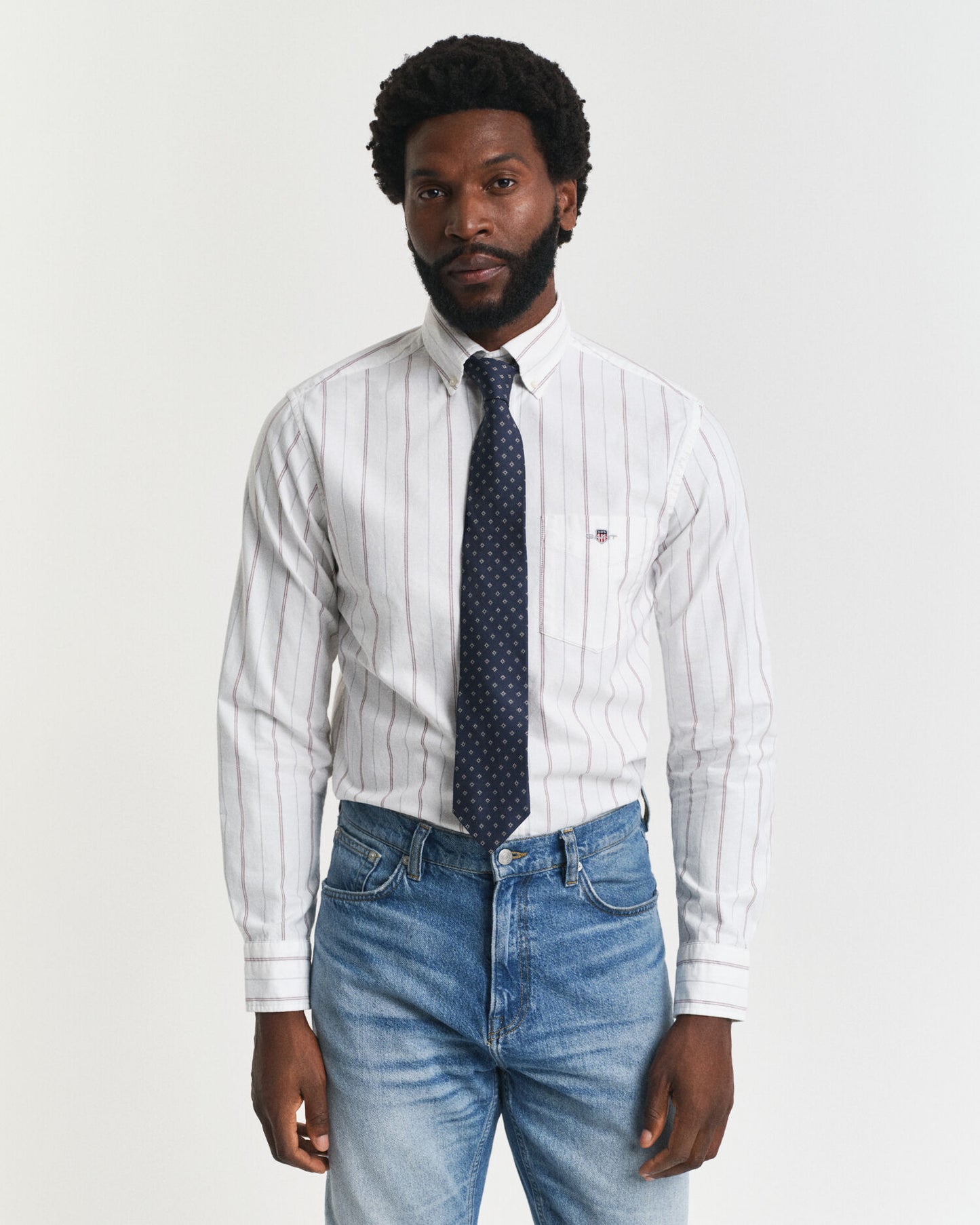 Regular Fit gestreiftes klassisches Oxford-Hemd