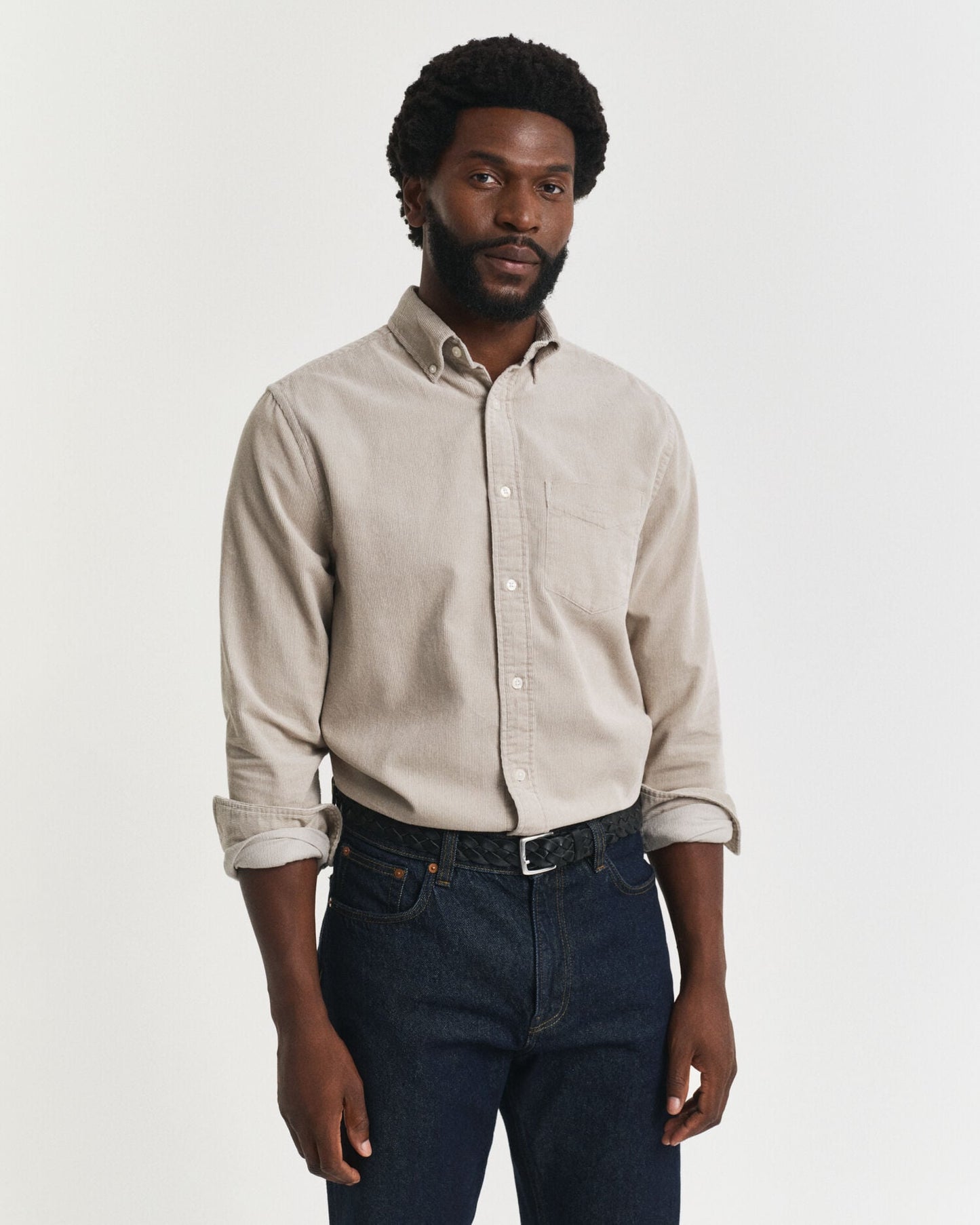 Chemise regular en velours côtelé