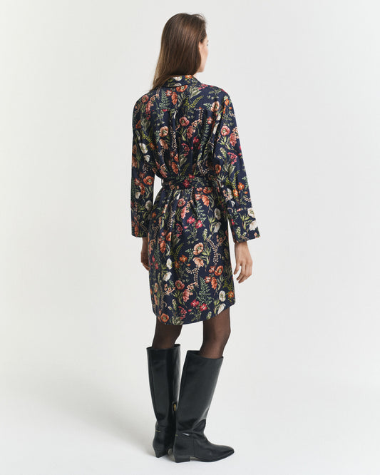 Hemdblusenkleid aus Viskose mit Blumenmuster