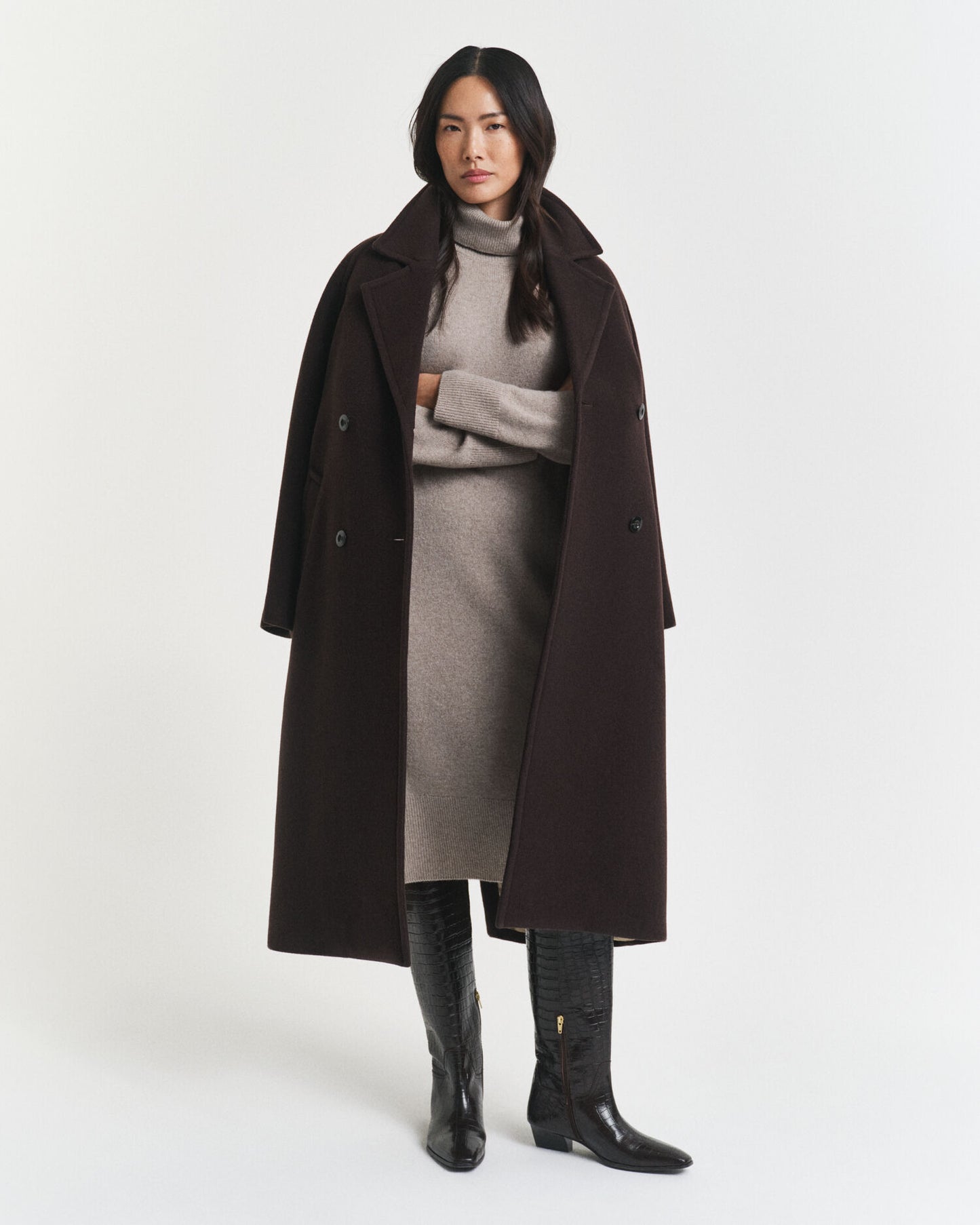 Robe Col Roulé avec Détail Tricoté