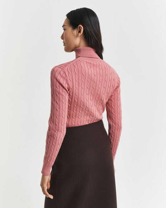 Rollkragenpullover aus Stretch-Baumwolle mit Zopfmuster