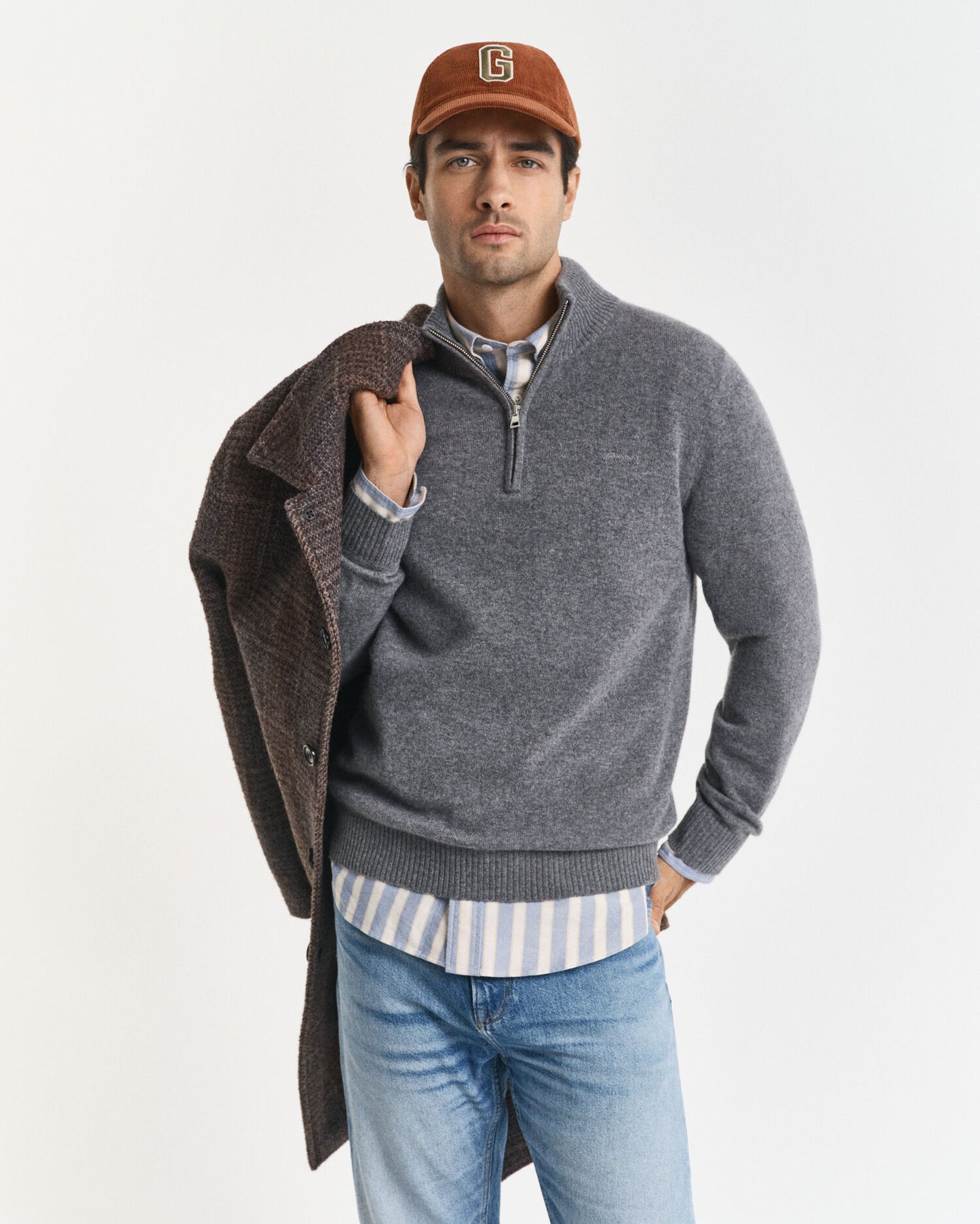 Pull demi-zip en cachemire