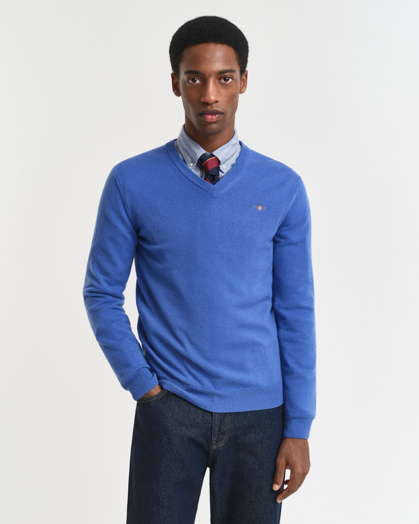 Superfeiner Lammwoll-V-Pullover