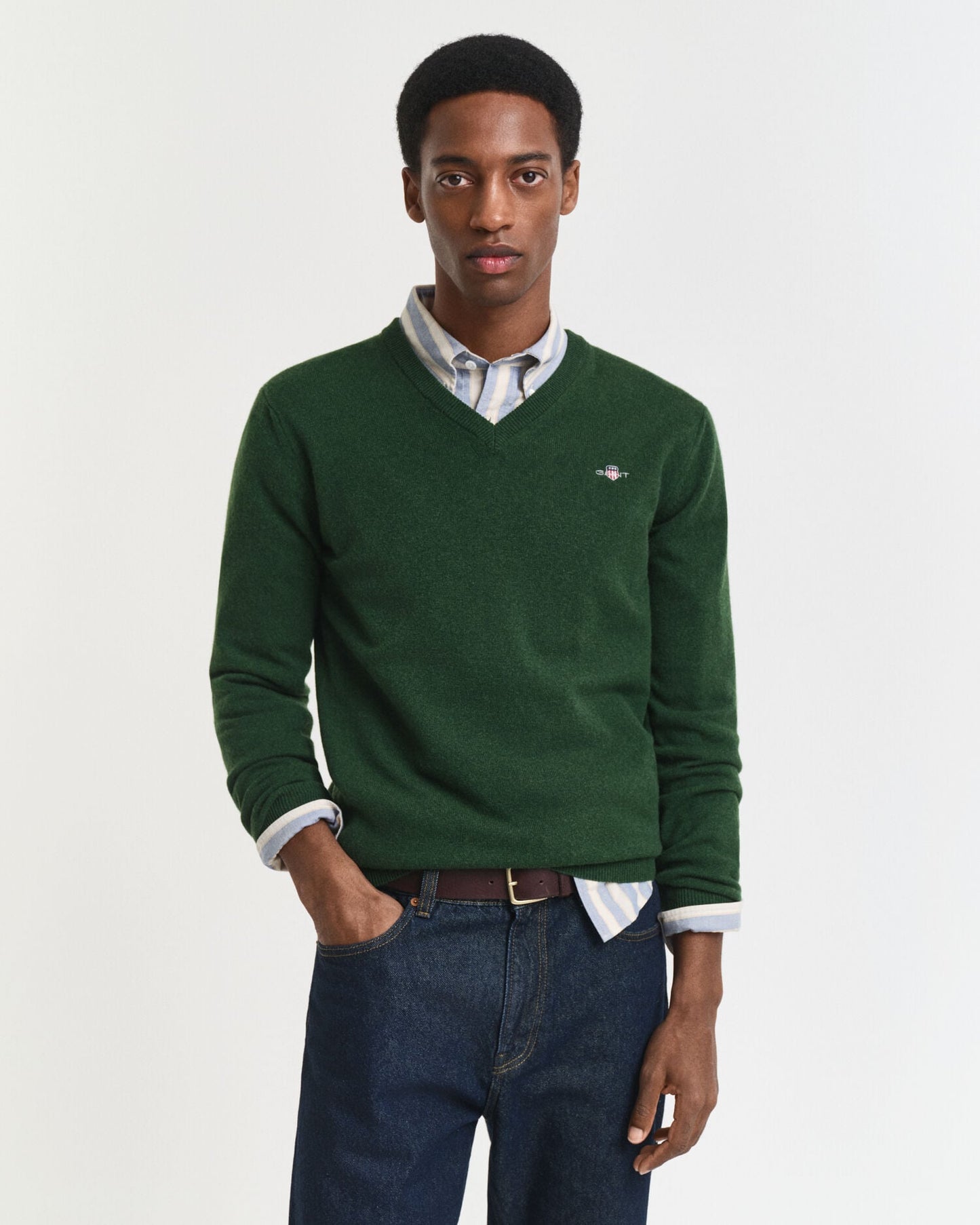 Superfeiner Lammwoll-V-Pullover