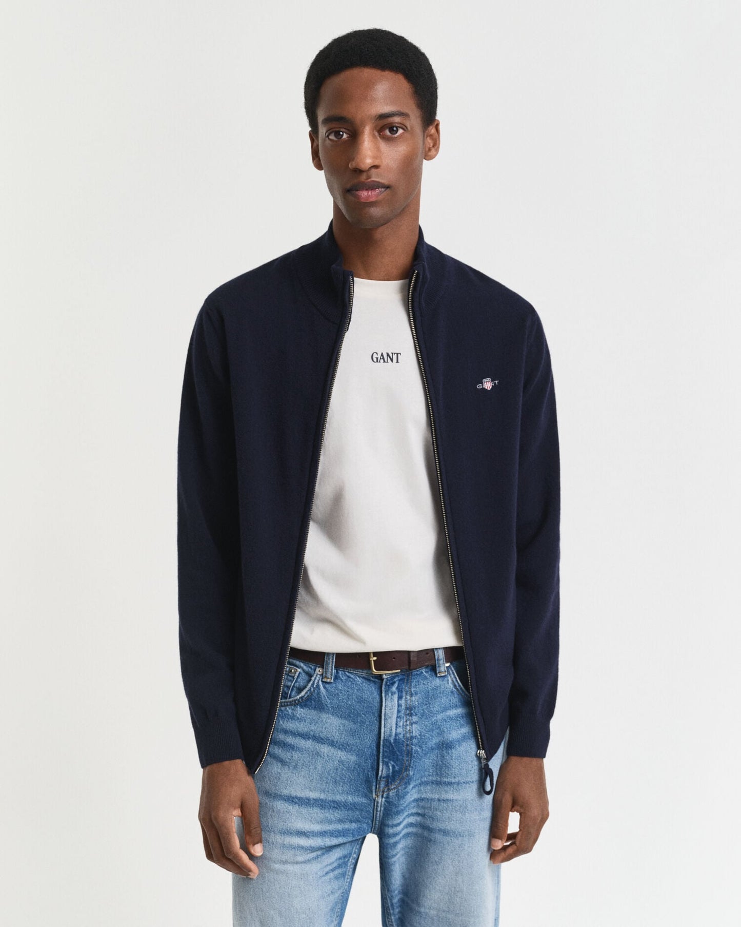 Cardigan en agneau ultrafin zippé