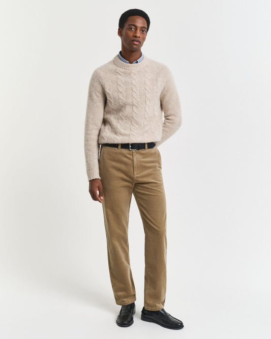 Pantalon Chino en Velours Côtelé Coupe Droite