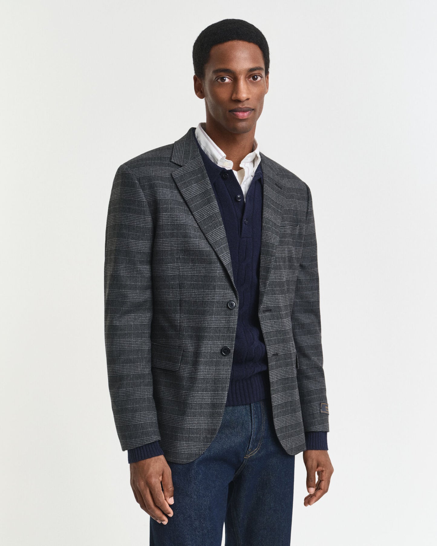 Slim-Fit-Sakko mit Glencheck-Muster