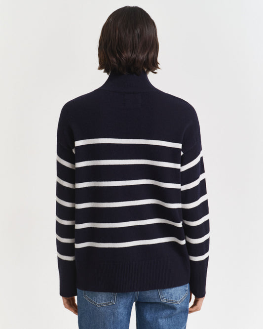 Pull col roulé en laine d'agneau superfine rayé