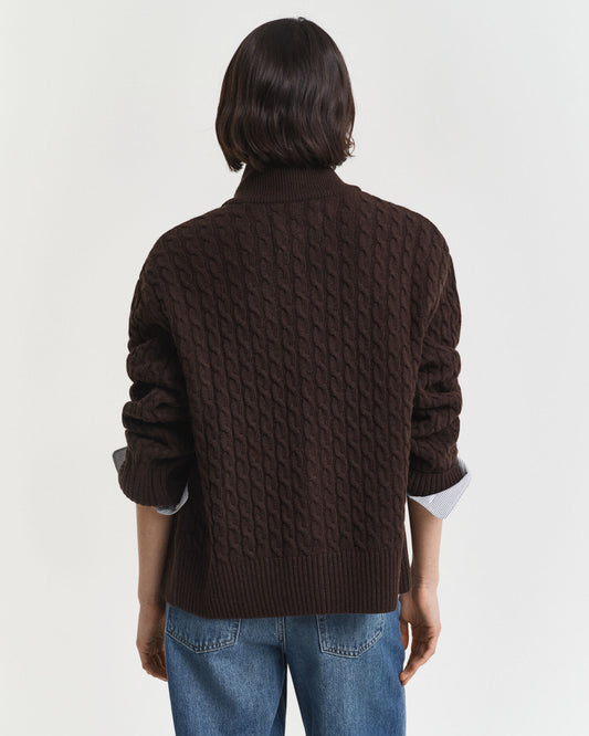 Zopfstrickjacke mit Reißverschluss