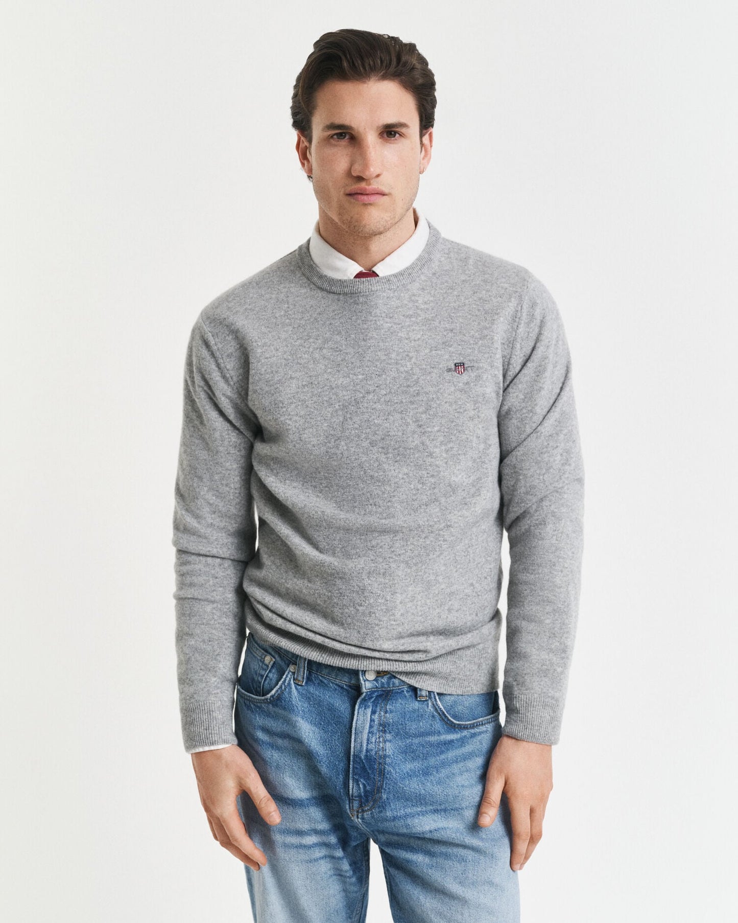 Feiner Lambswool-Pullover mit Rundhalsausschnitt