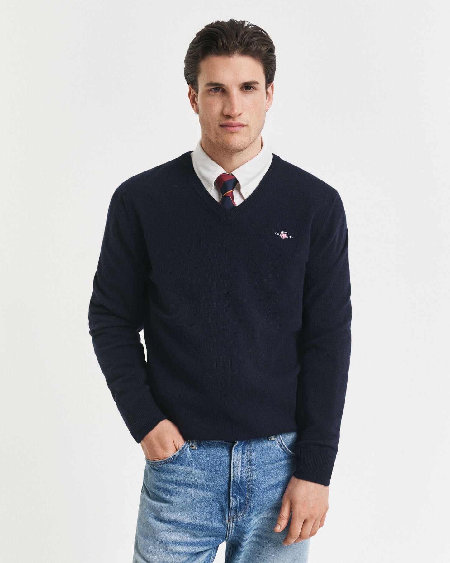 Feinste Lammlana-Pullover mit V-Ausschnitt