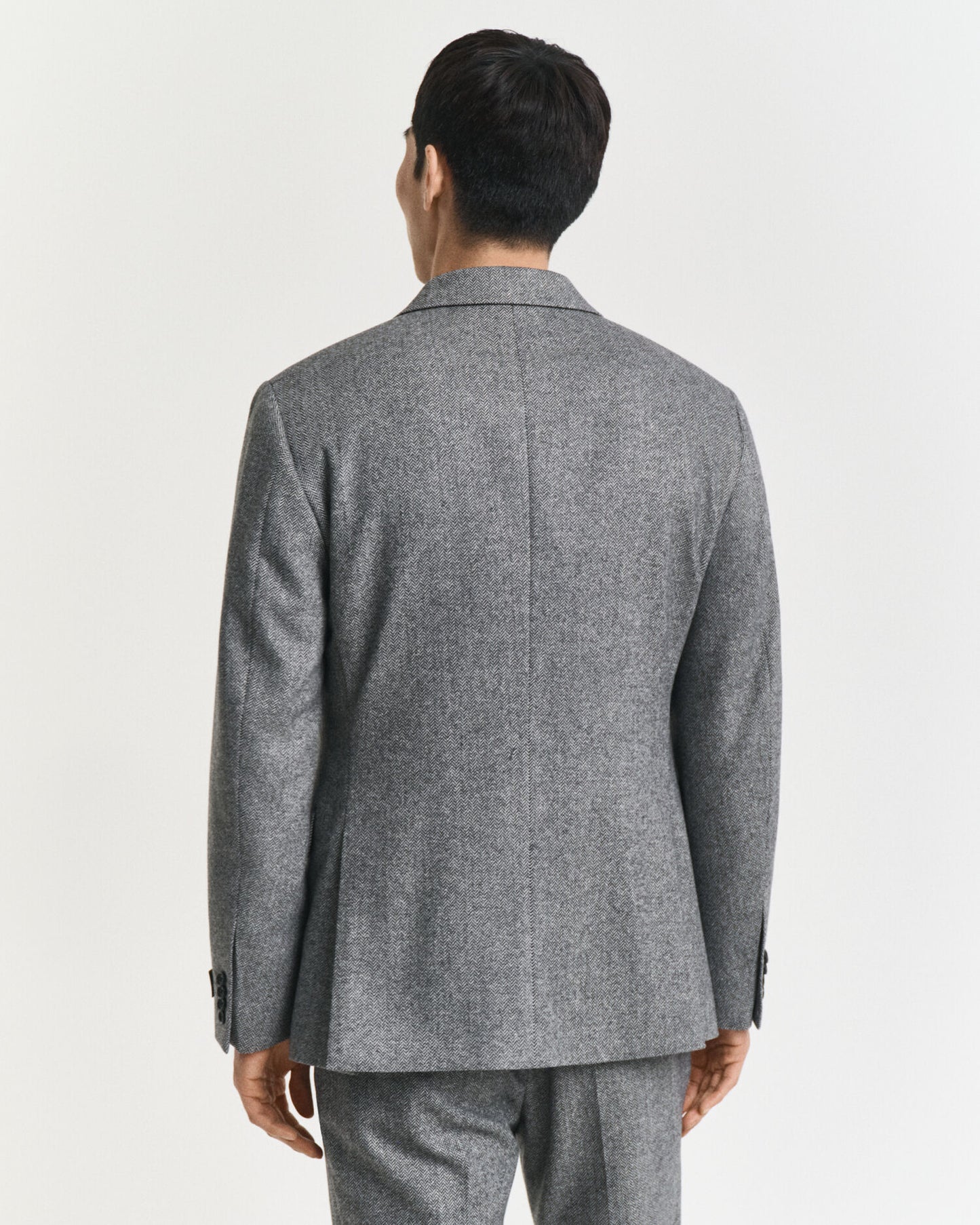 Schmale Anzugjacke aus Flanell-Fischgrät
