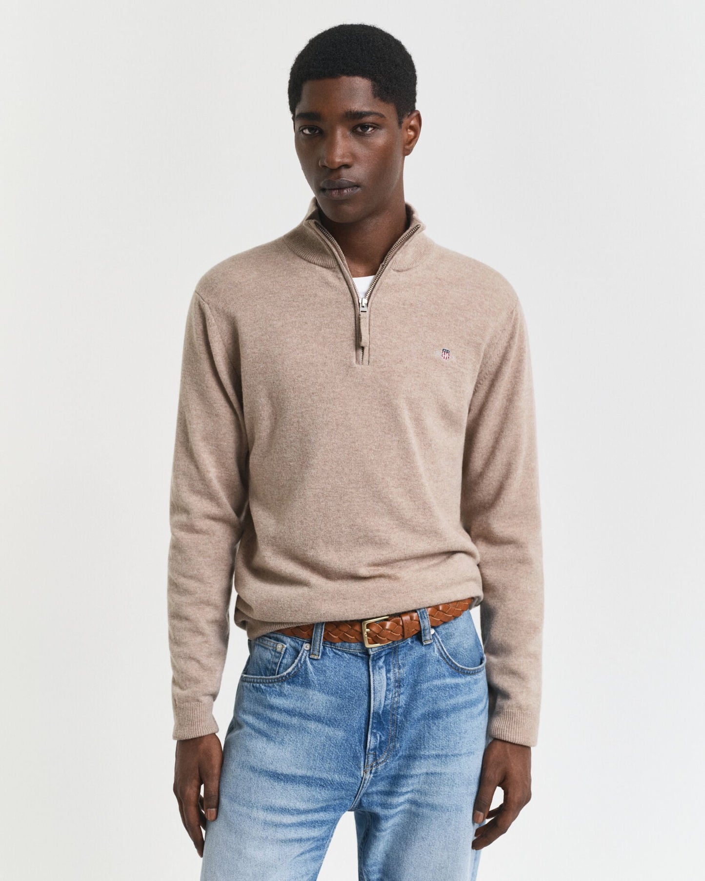 Pull demi-zip en lambswool extrafin
