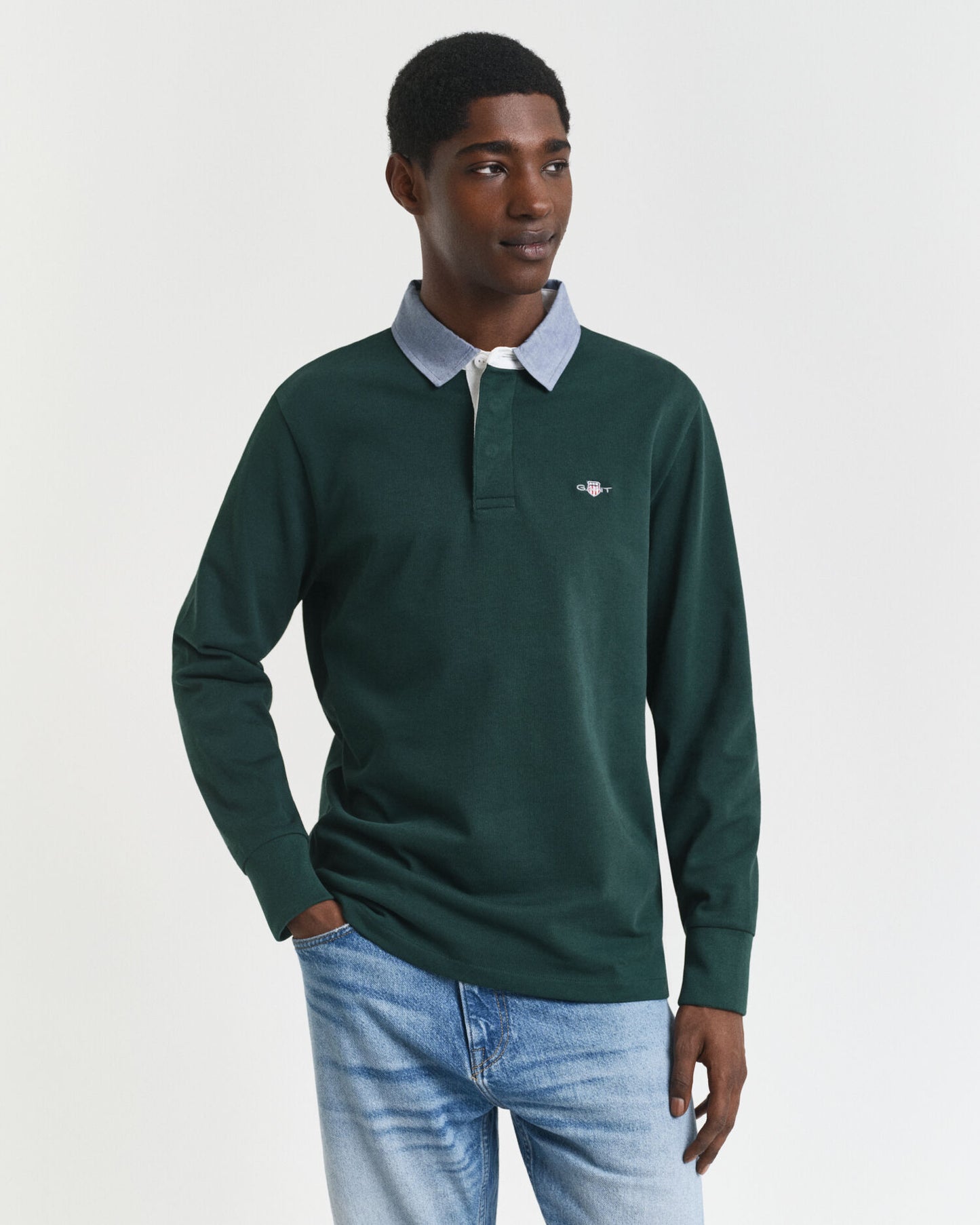 Rugger épais à col chambray