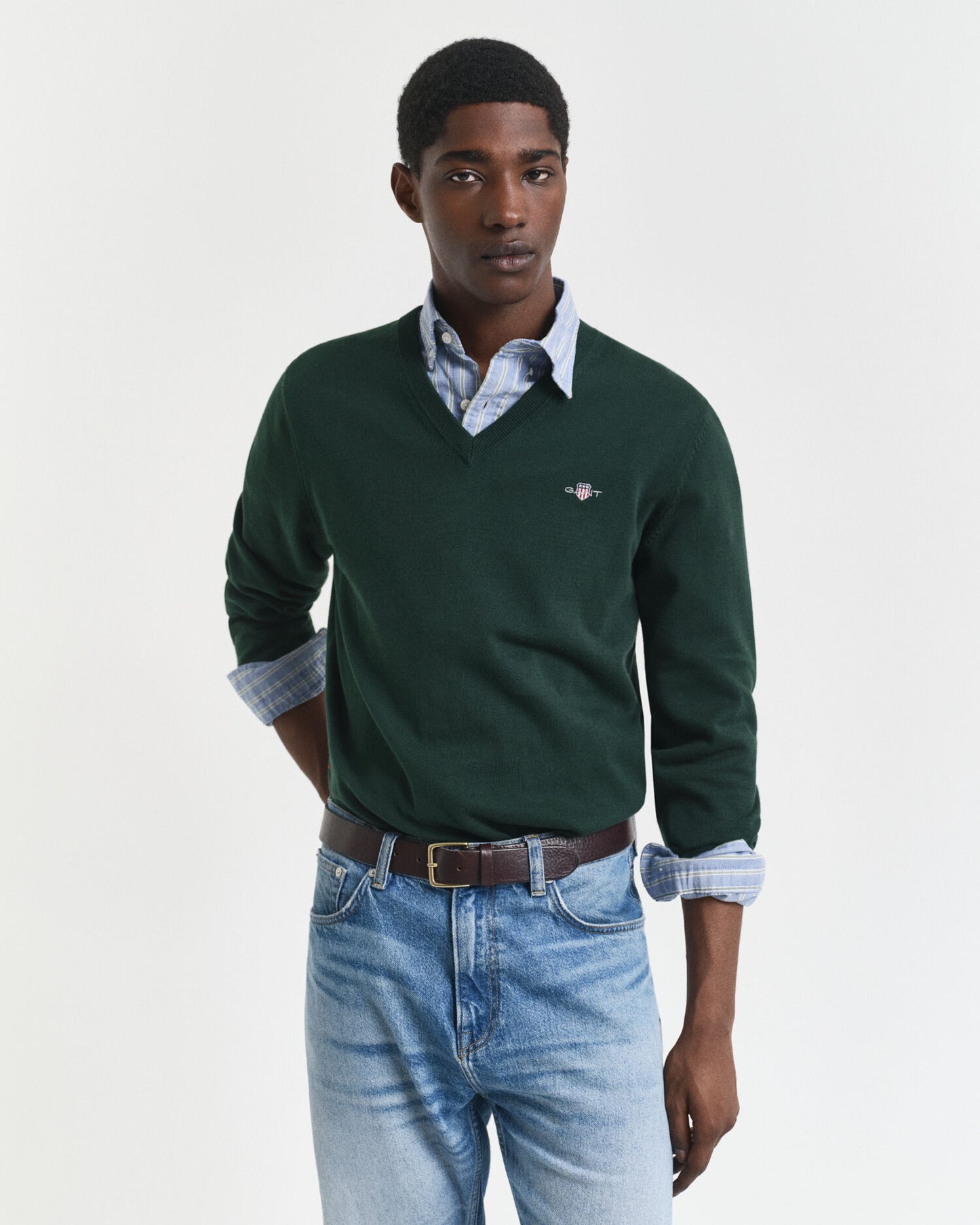 Klassischer V-Ausschnitt-Pullover aus Baumwolle