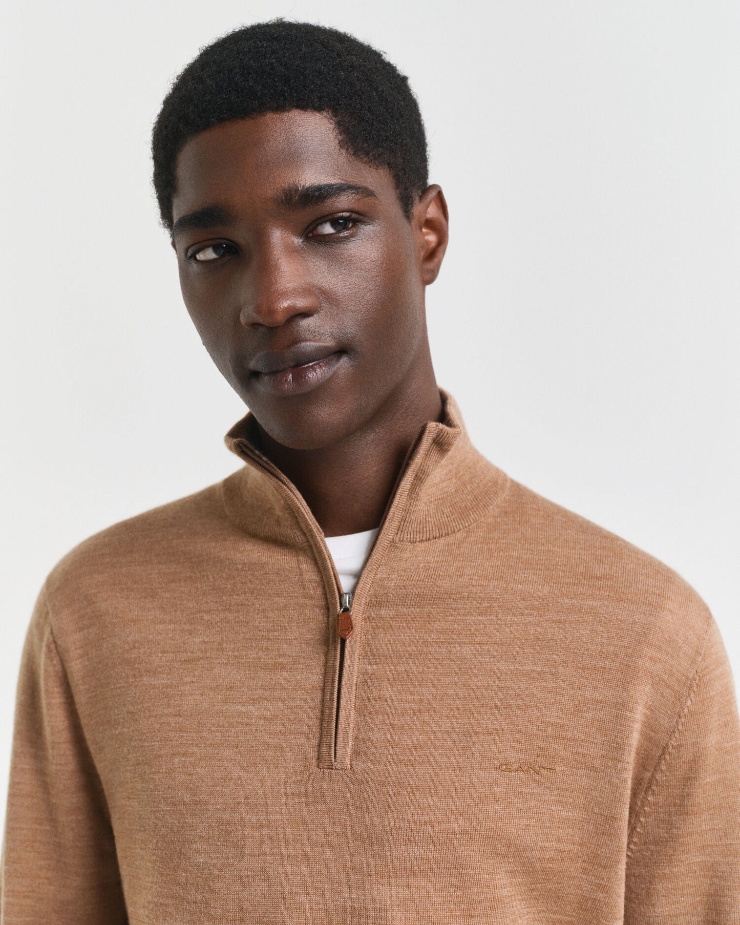 Pull à demi-zip en laine mérinos extra fine