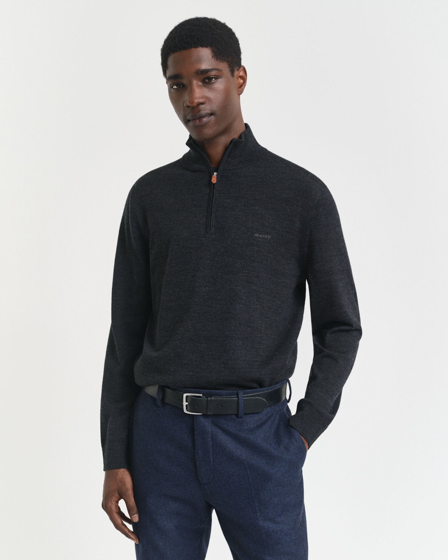 Pull à demi-zip en laine mérinos extra fine