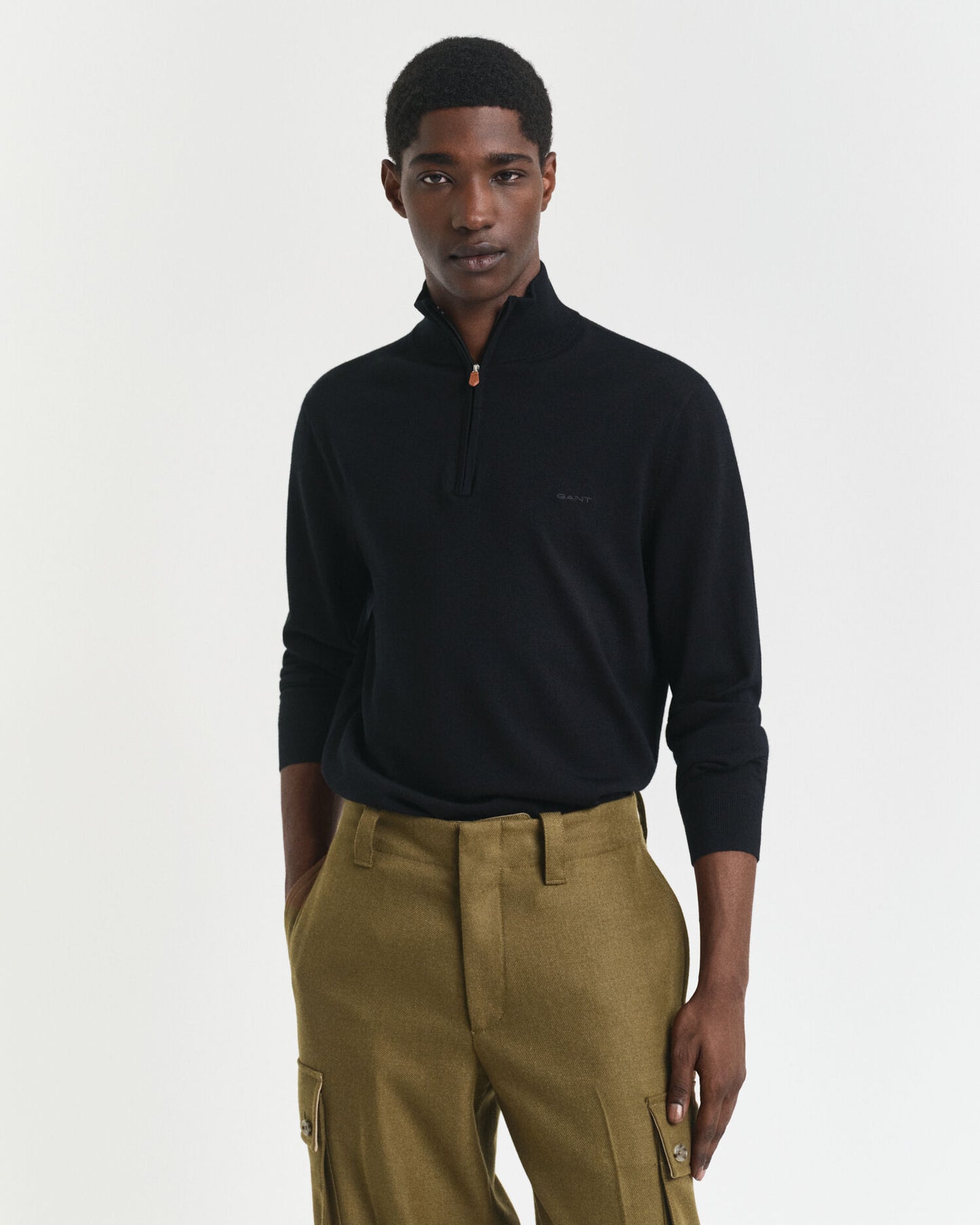 Pull à demi-zip en laine mérinos extra fine