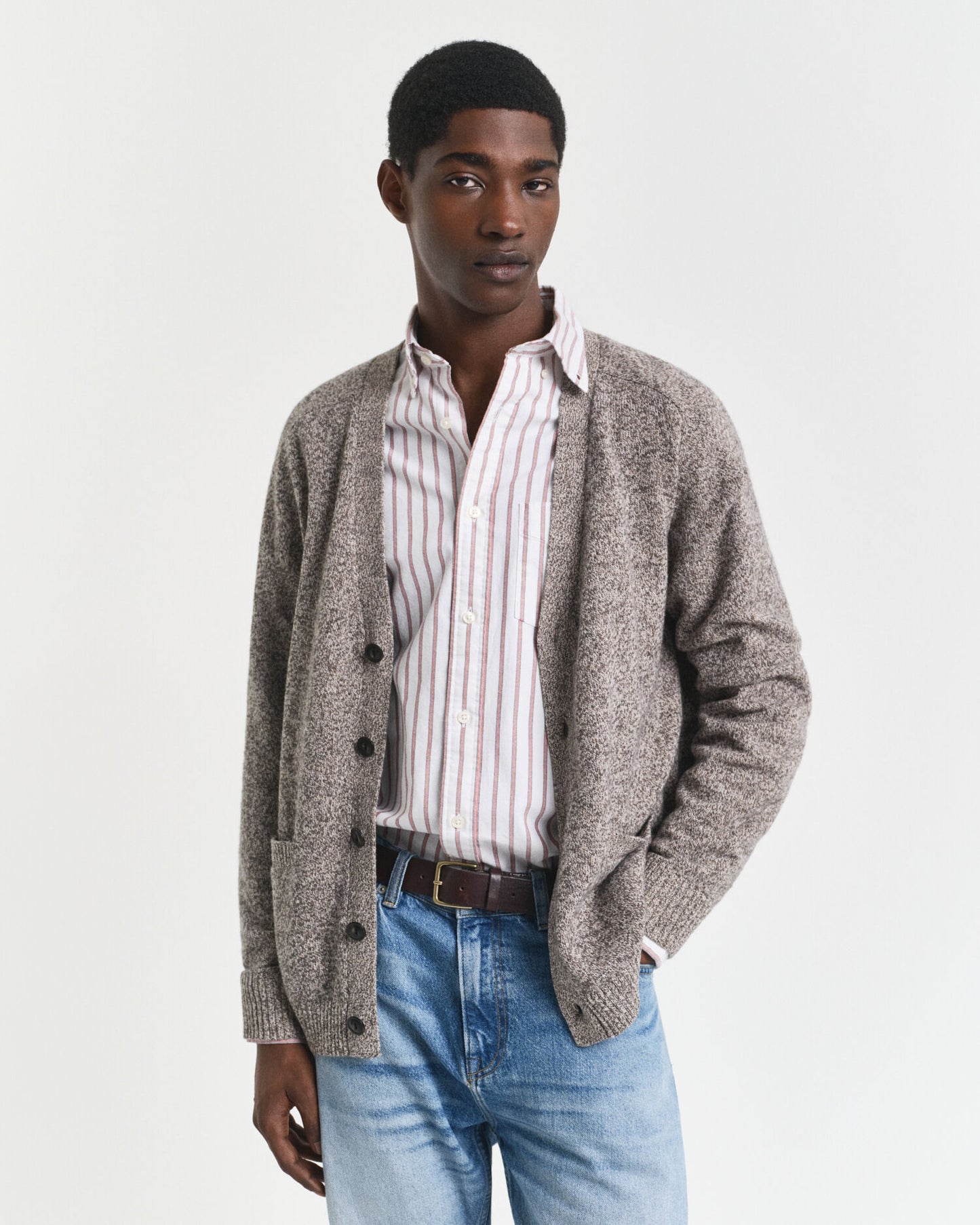 Wollmischgewebe Mouline-Strickjacke