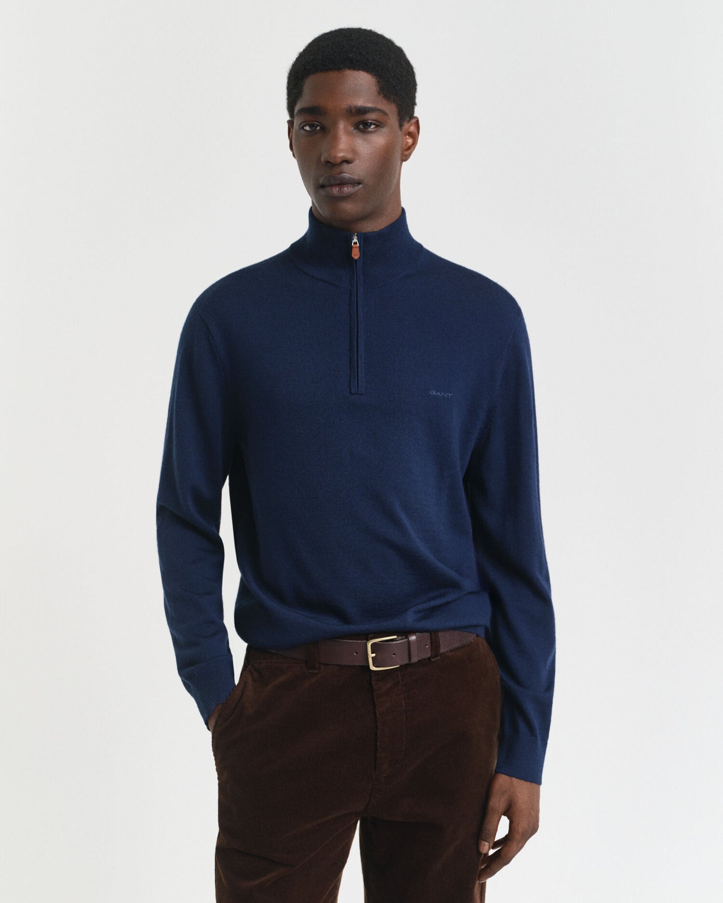 Pull à demi-zip en laine mérinos extra fine