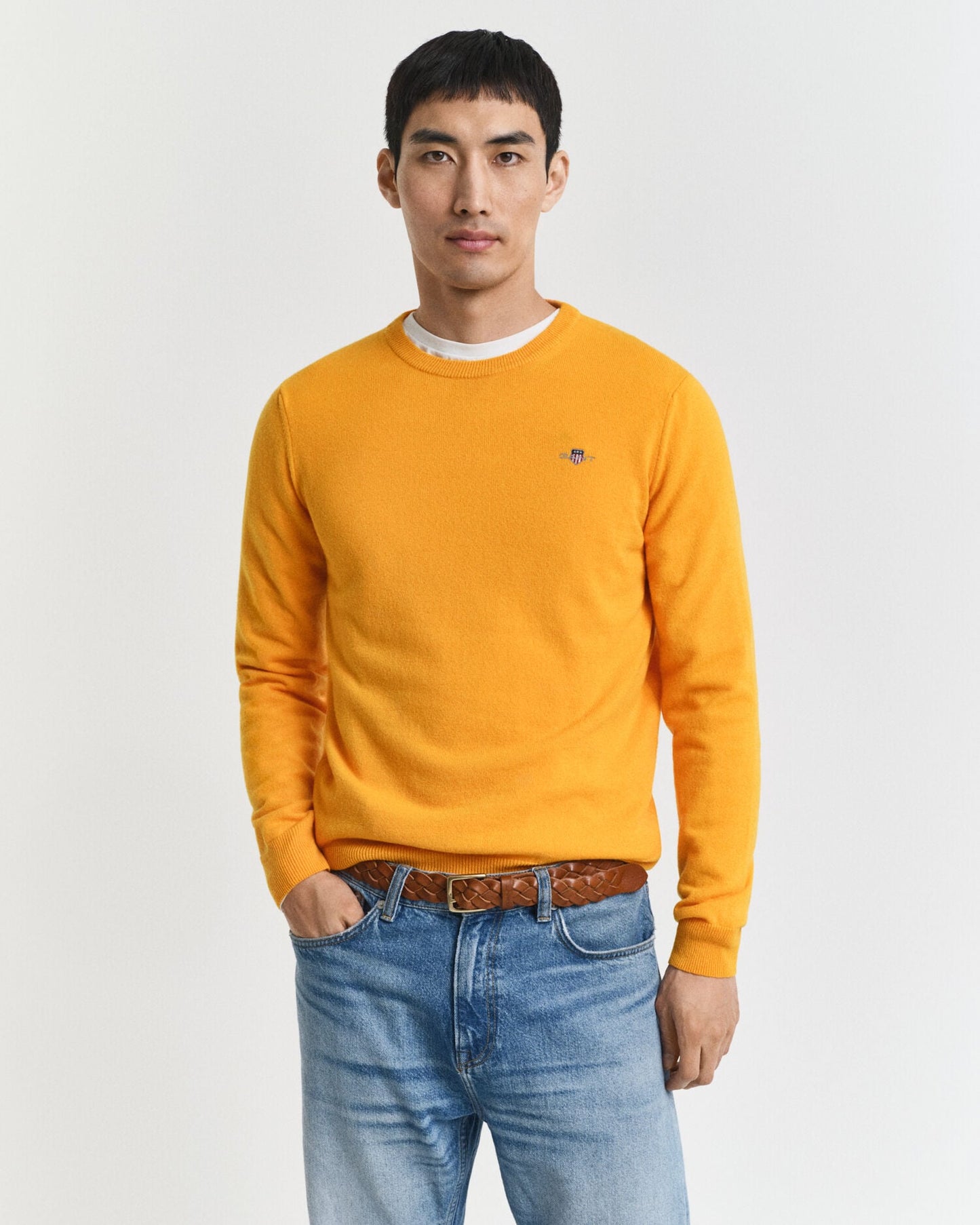 Pullover aus besonders feiner Lammwolle mit Rundhalsausschnitt