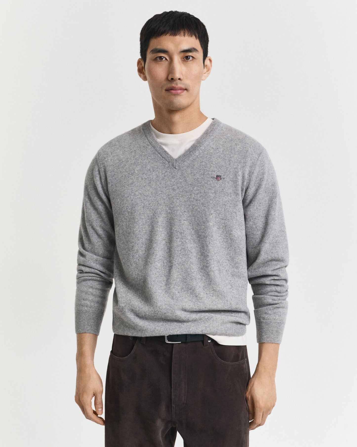 Feinste Lammlana-Pullover mit V-Ausschnitt