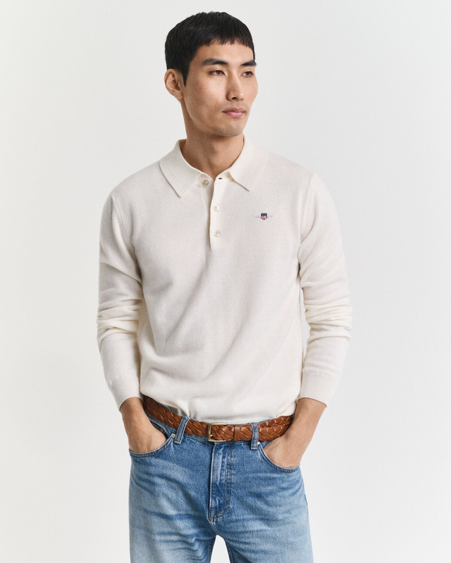Feinster Lambswool Polo-Pullover