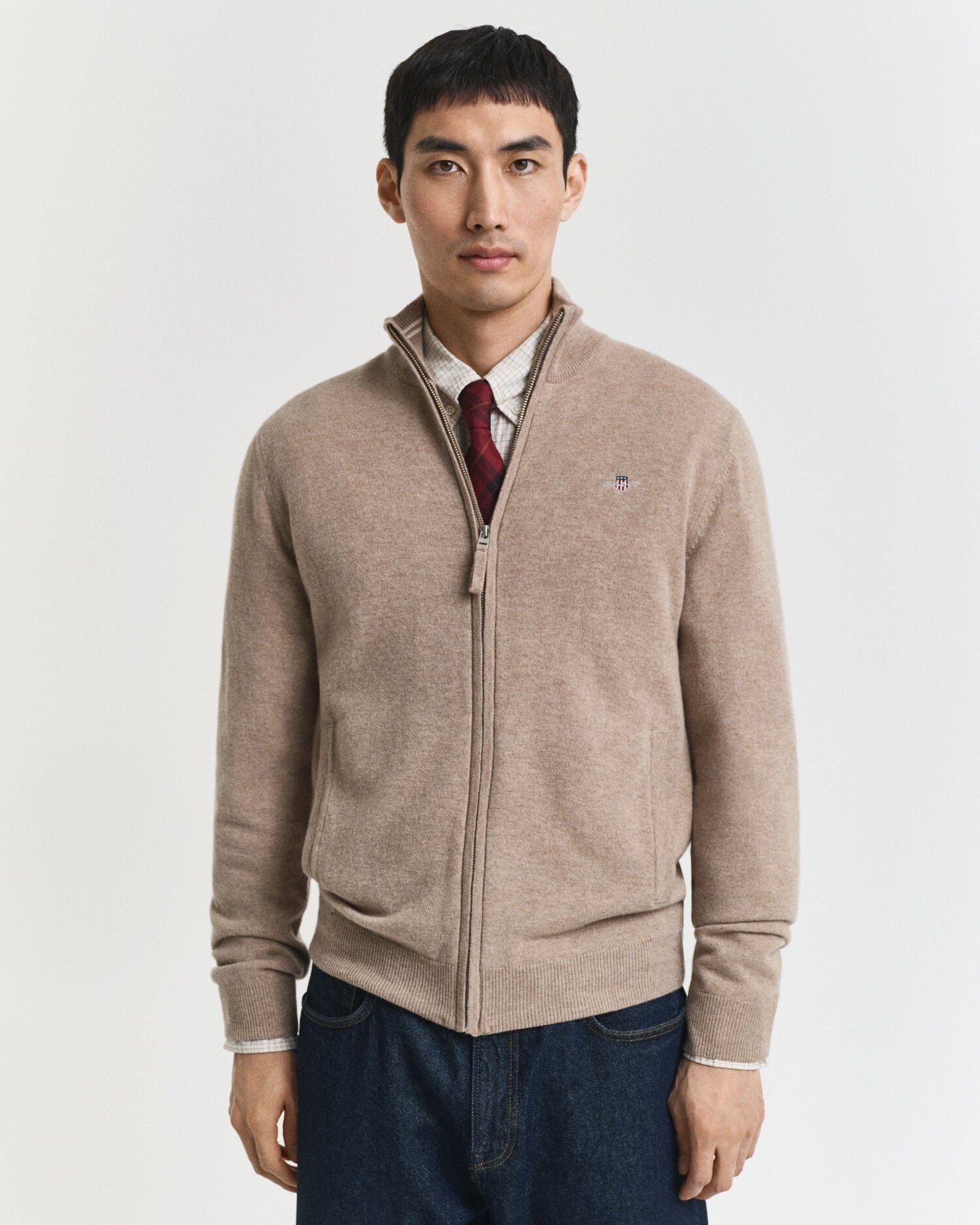 Cardigan en agneau ultrafin zippé