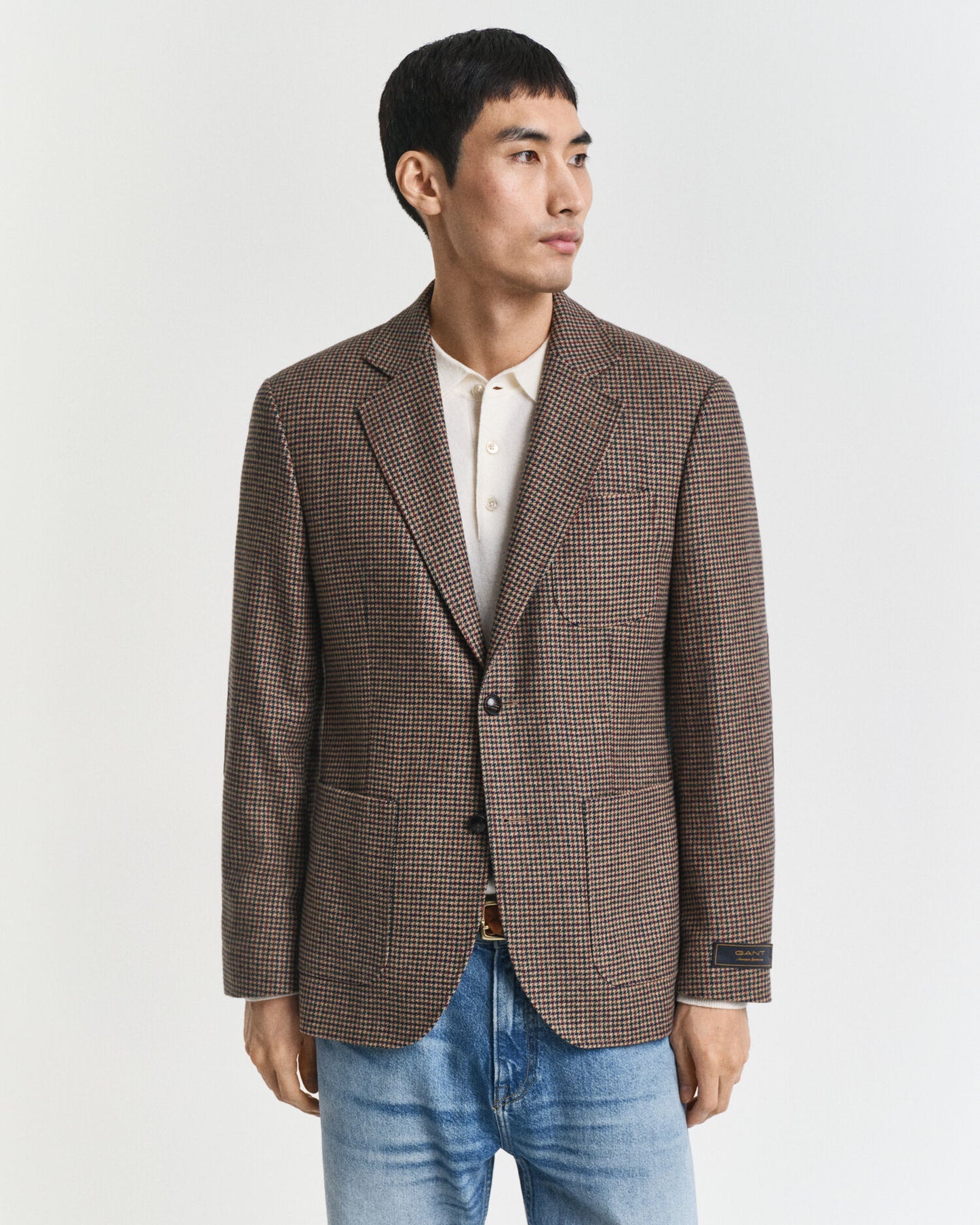 Slim-Fit Blazer mit Hahnentrittmuster