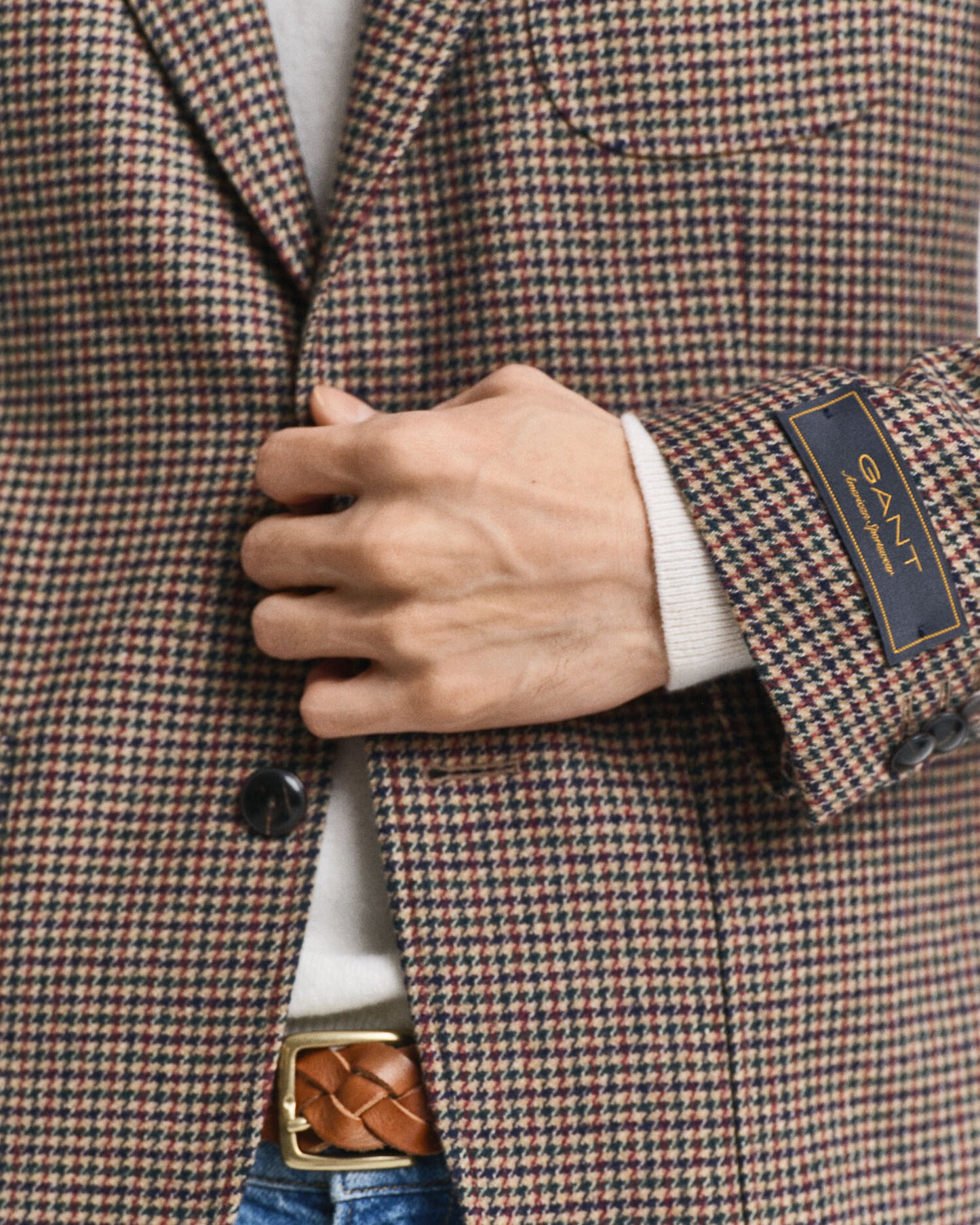 Slim-Fit Blazer mit Hahnentrittmuster