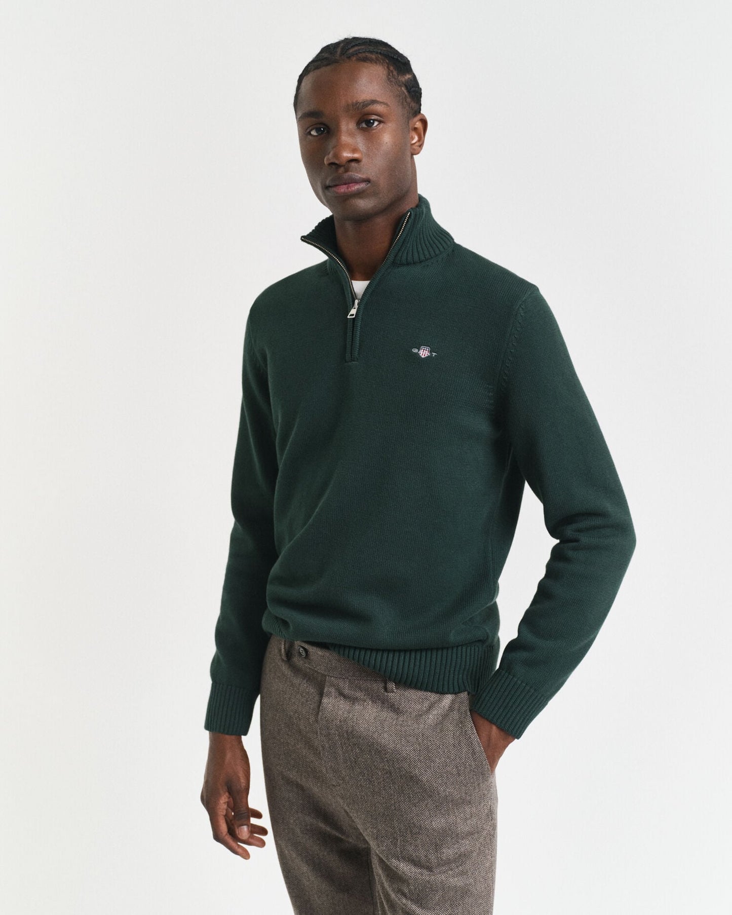 Pull en coton décontracté avec demi-zip