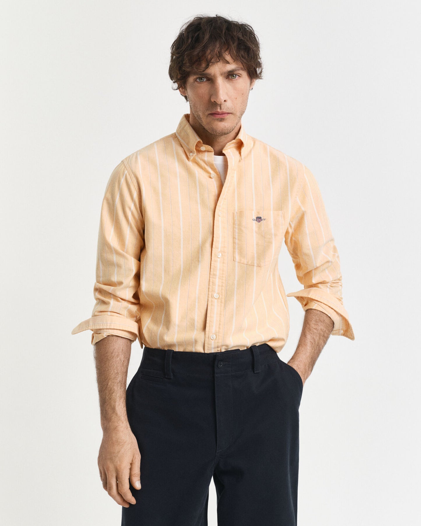 Regular Fit gestreiftes klassisches Oxford-Hemd