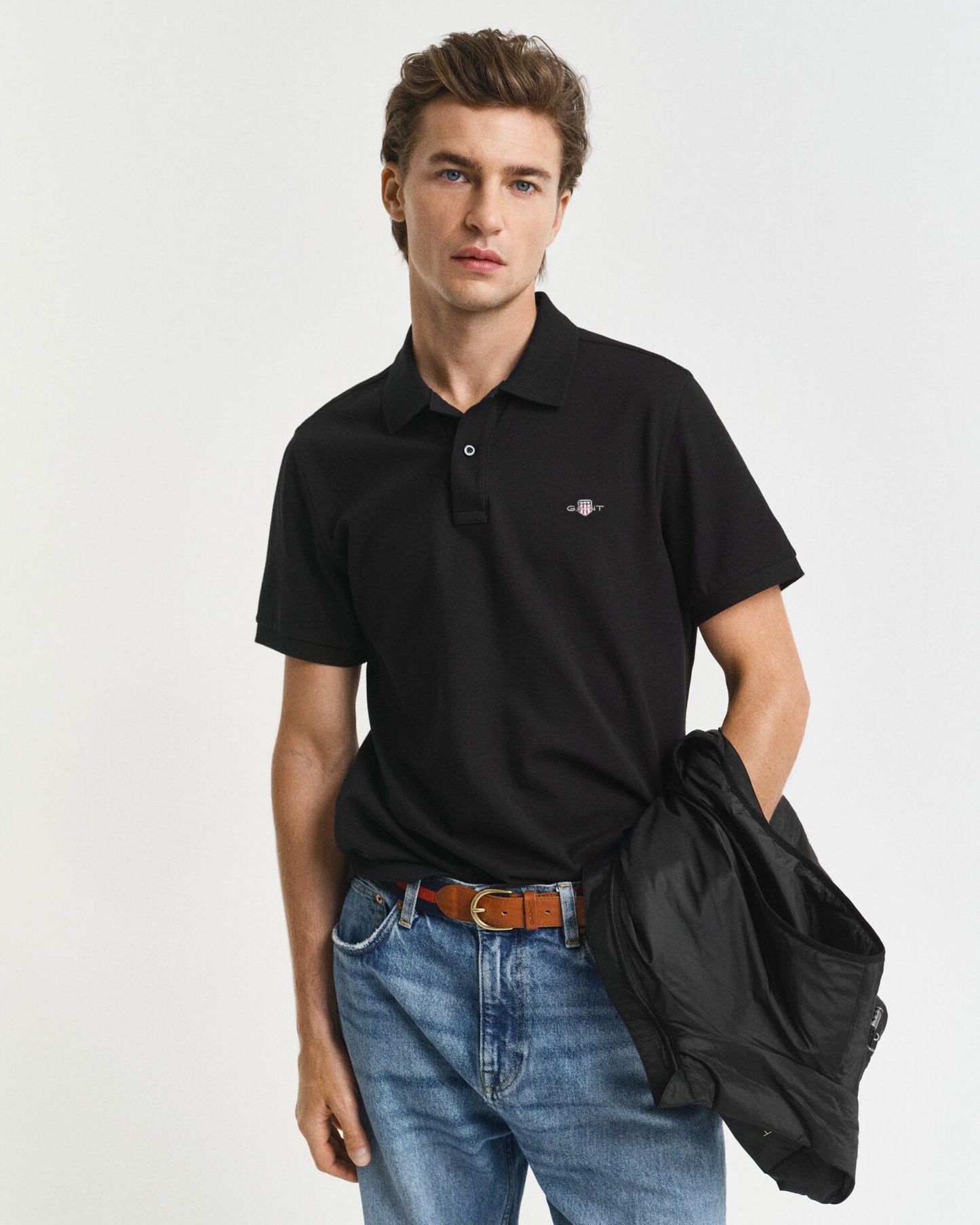 Regular Fit Schild Piqué-Poloshirt