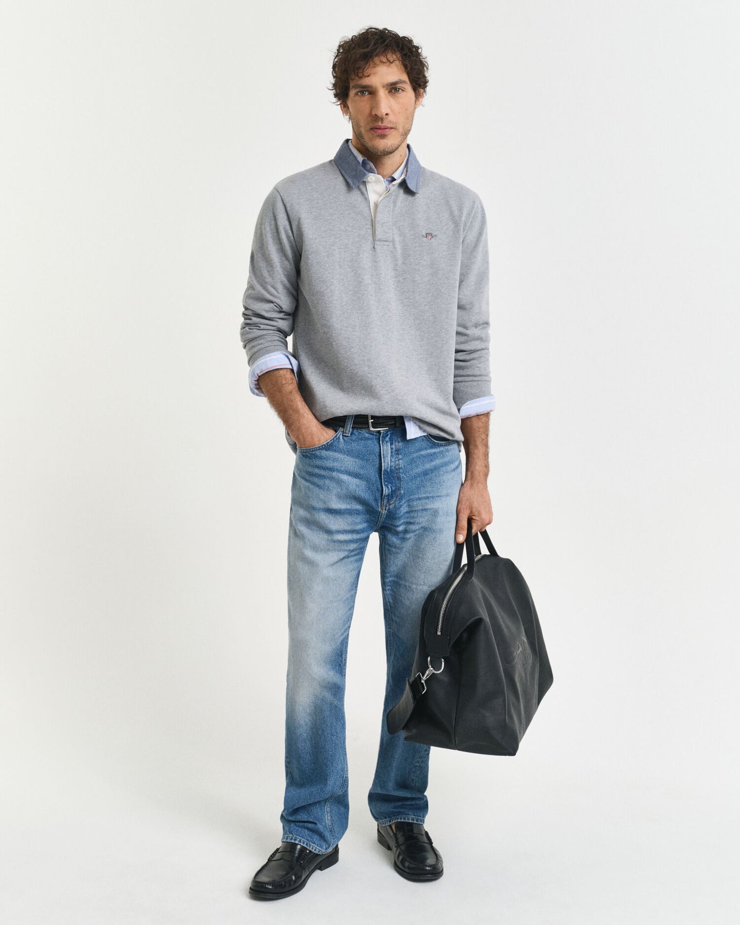 Rugger épais à col chambray
