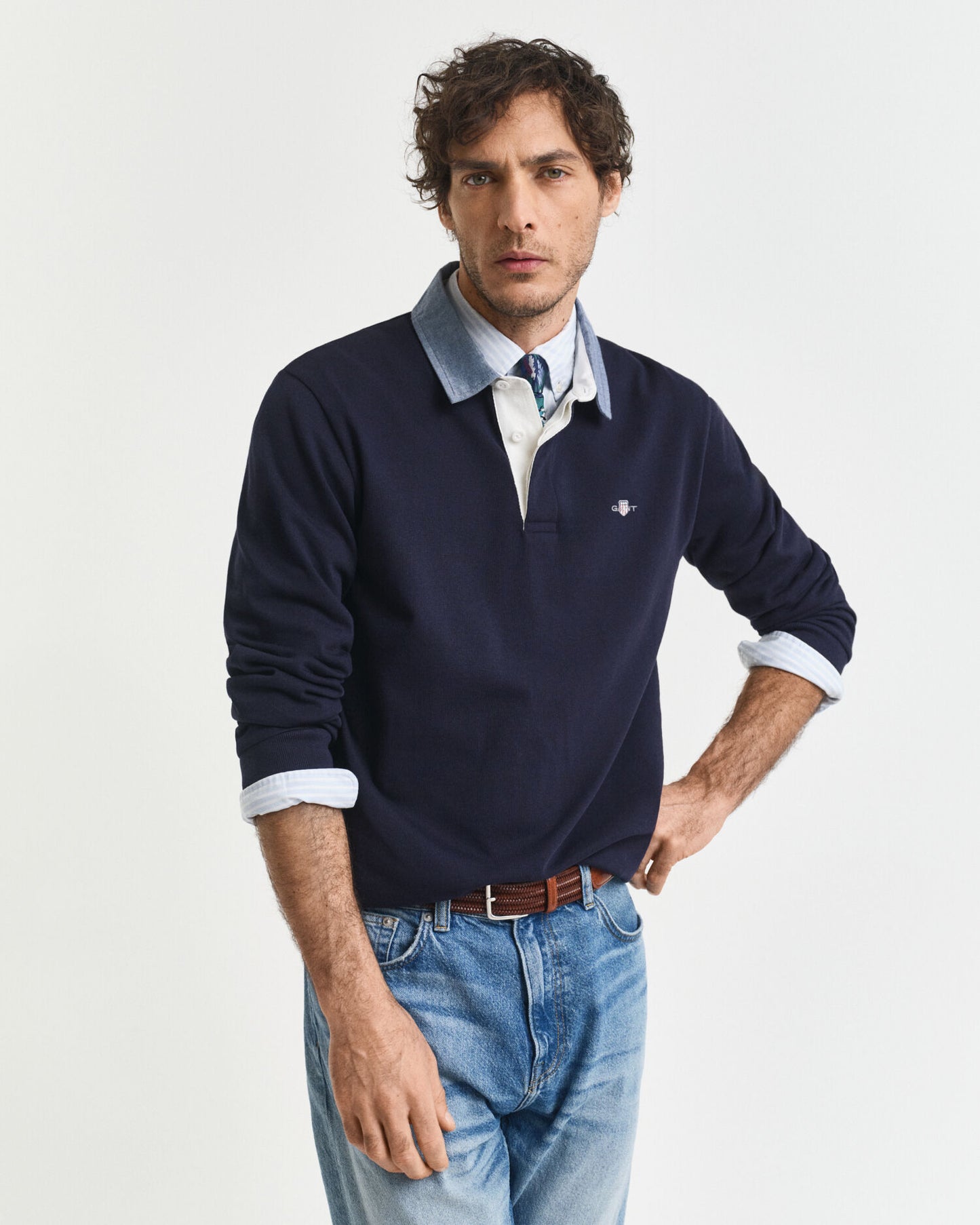 Hemdblusenkragen-Rugby-Shirt aus schwerem Material
