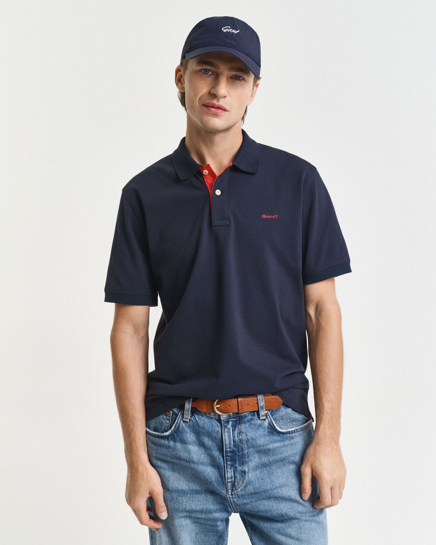 Polo en piqué contrasté