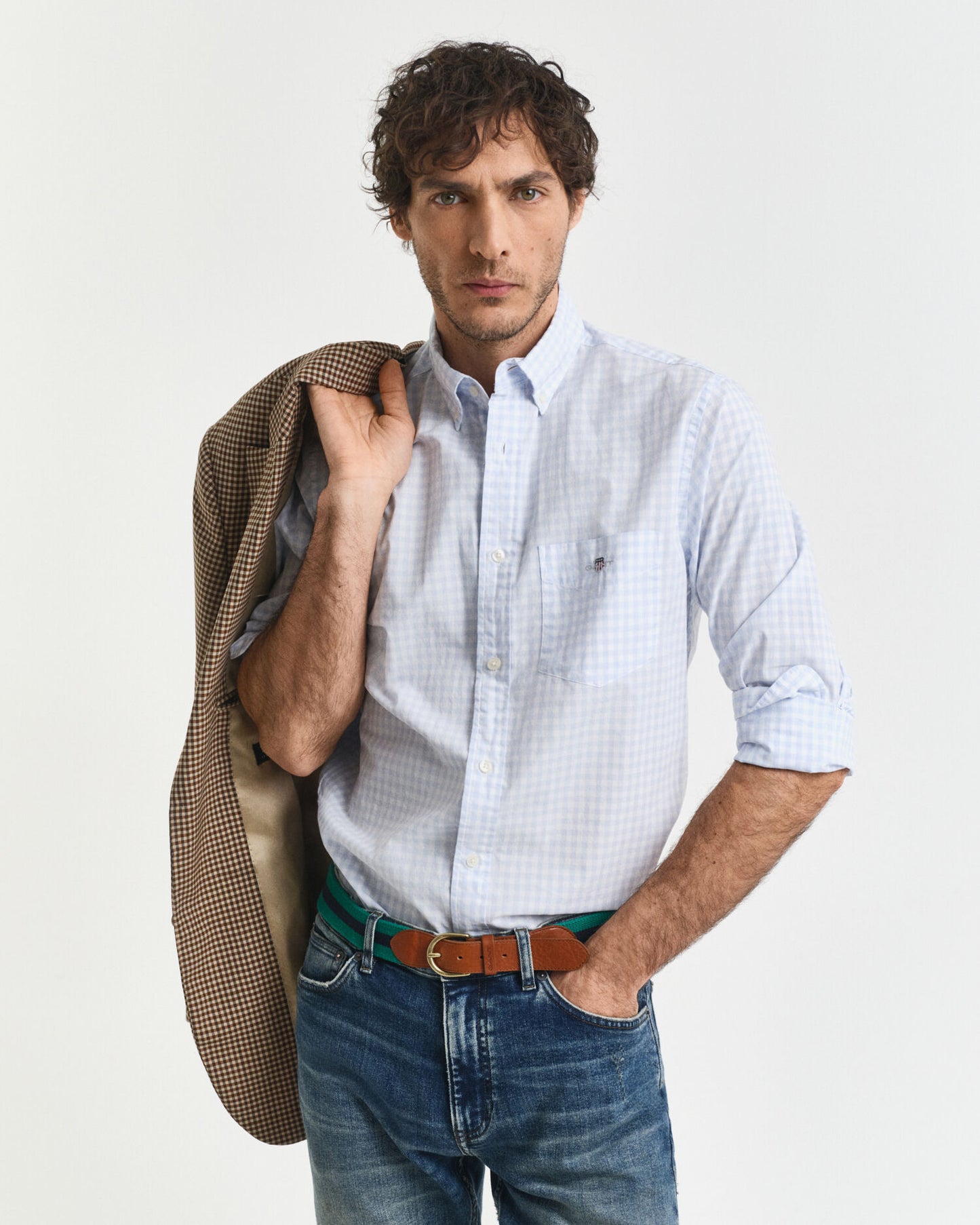 Regular Fit Klassisches Gingham Popeline Hemd